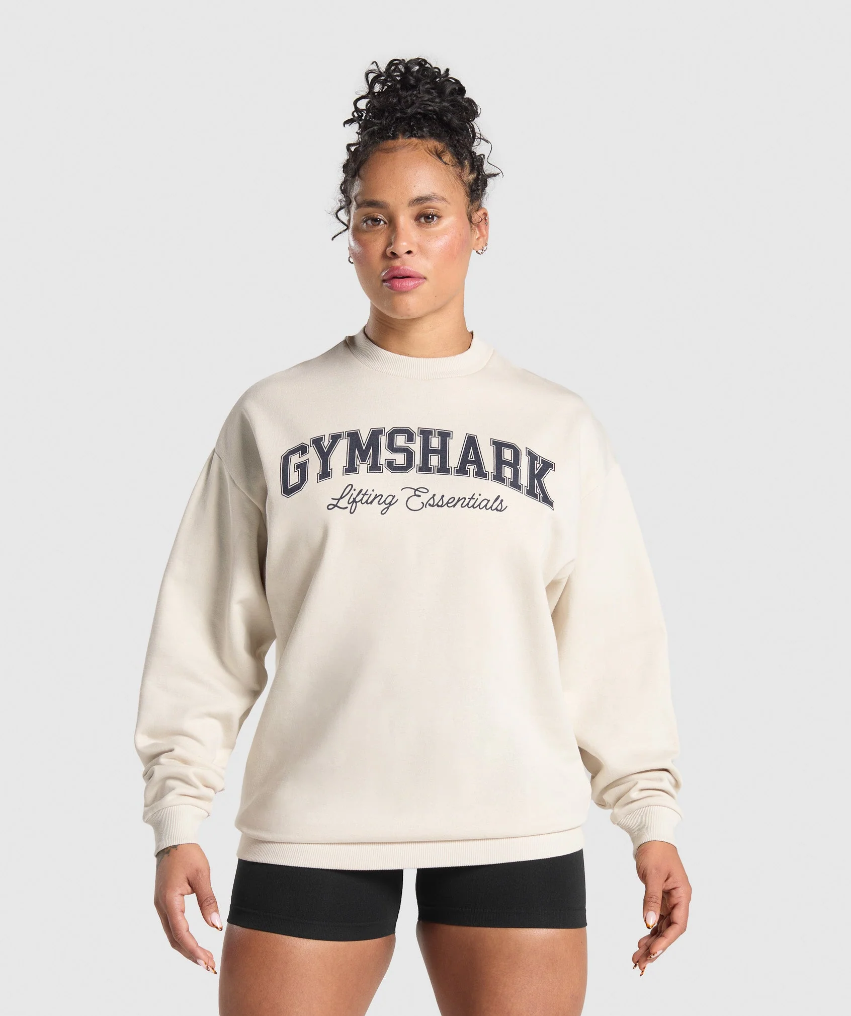 Lifting Essentials Graphic Brushed Oversized Sweatshirt – Oat White