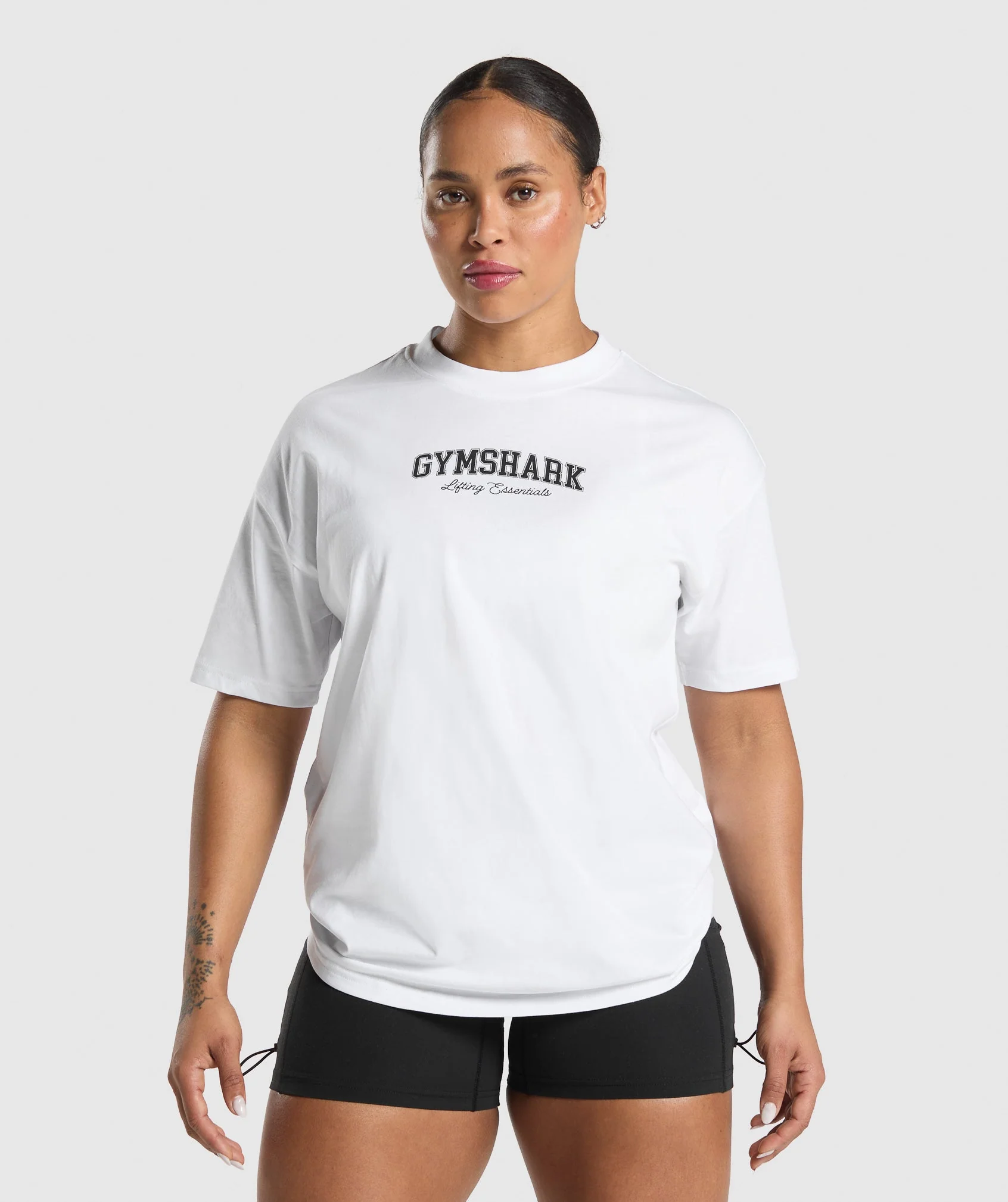 Lifting Essentials Graphic Oversized T-Shirt – White