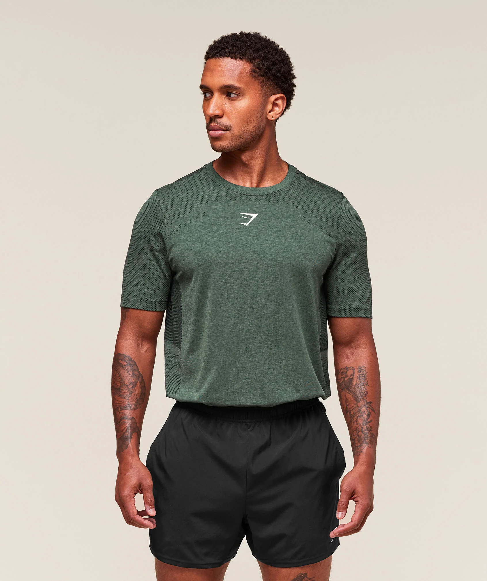 Lightweight Seamless T-Shirt – Chalk Green/Base Green