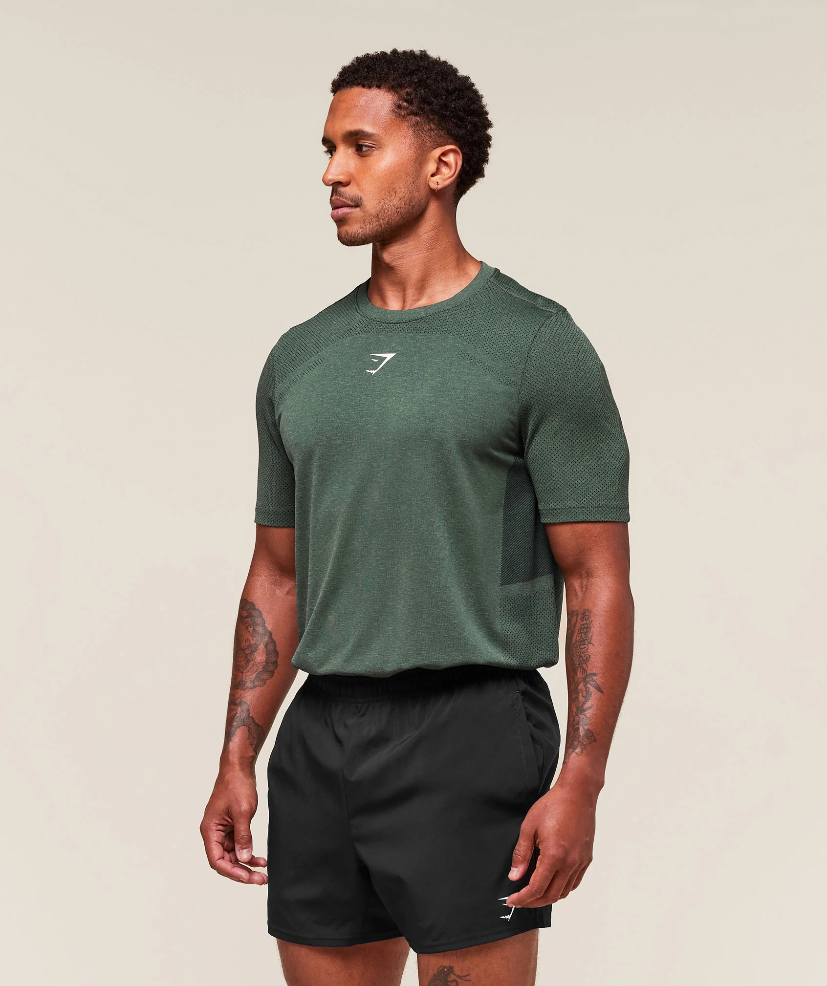 Lightweight Seamless T-Shirt – Chalk Green/Base Green - Imagen 2