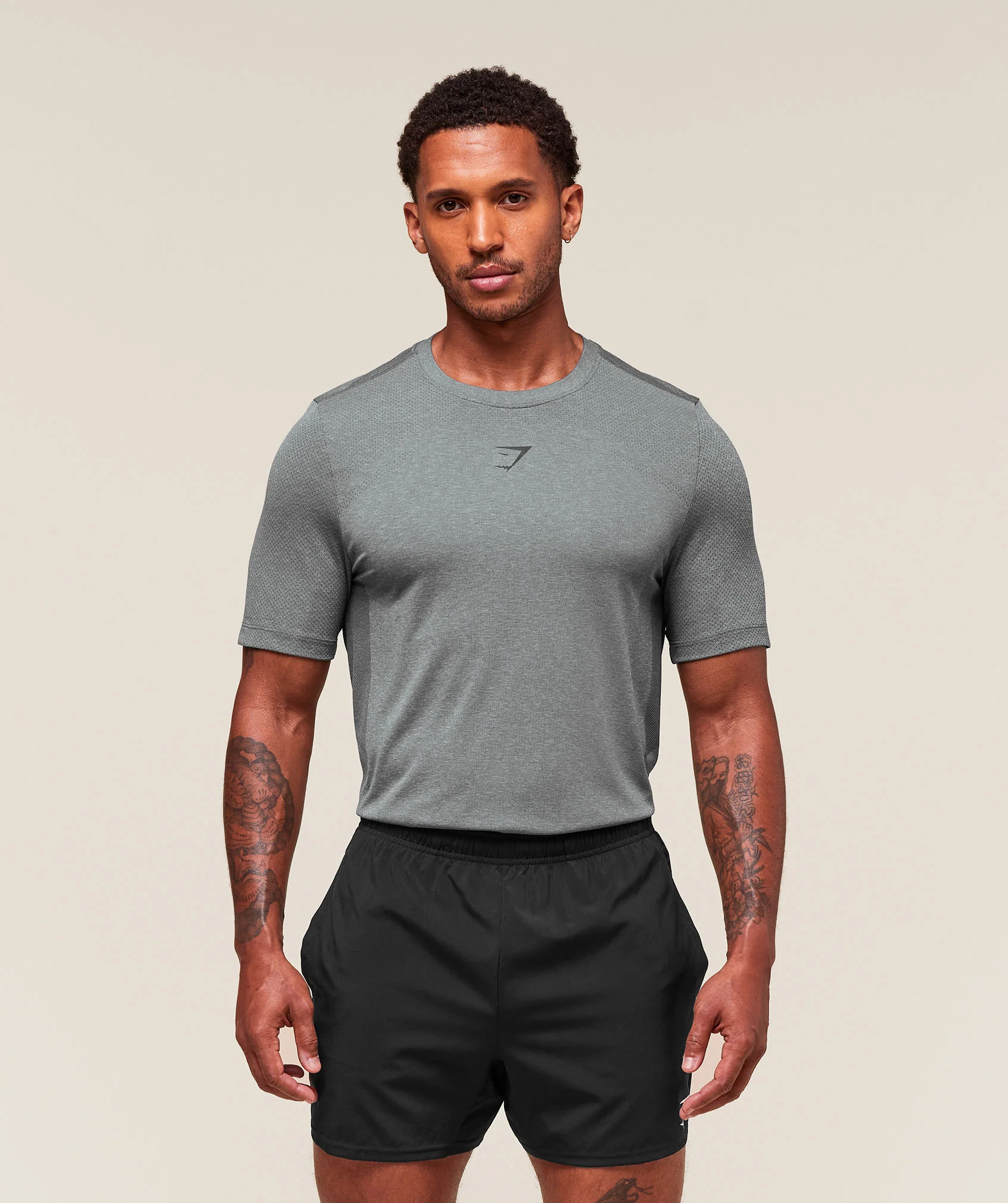 Lightweight Seamless T-Shirt – Light Grey/Smokey Grey