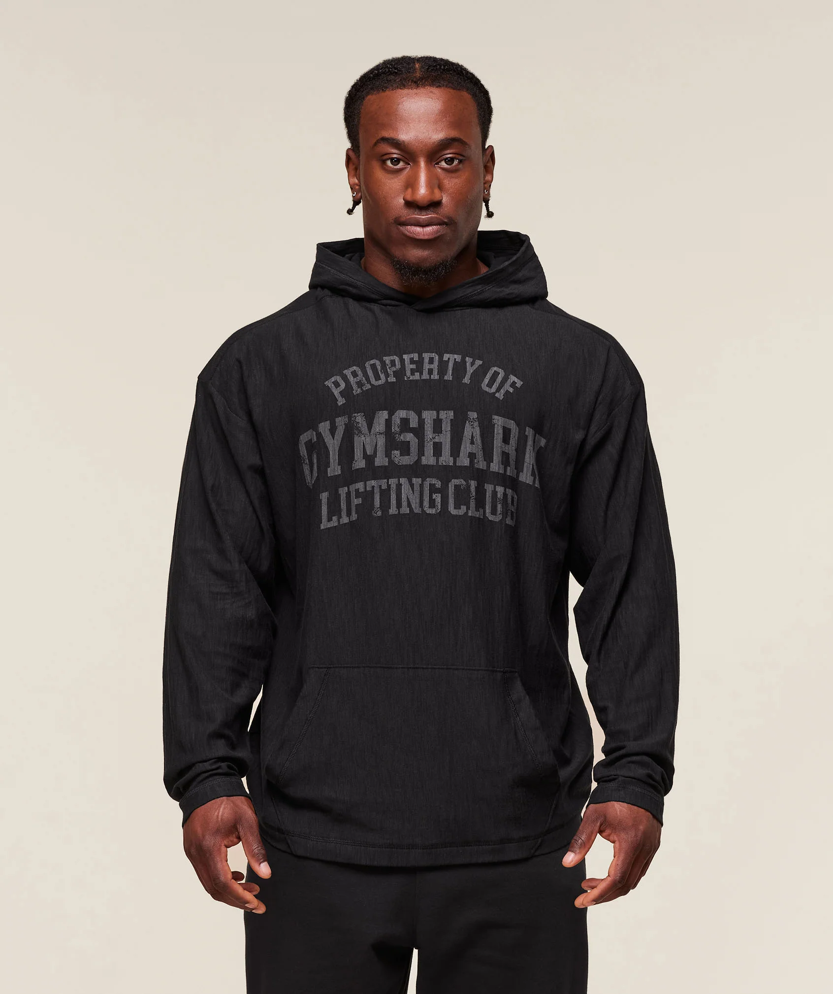 Lightweight Slub Textured Hoodie – Black