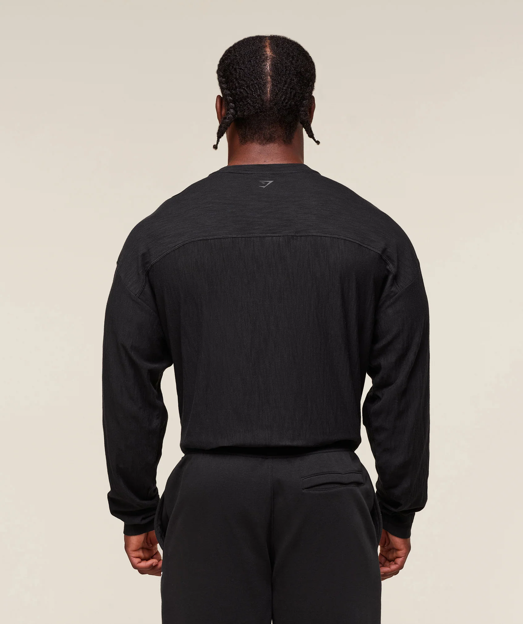 Lightweight Slub Textured Lifting Authenticator OS LS T-shirt – Black