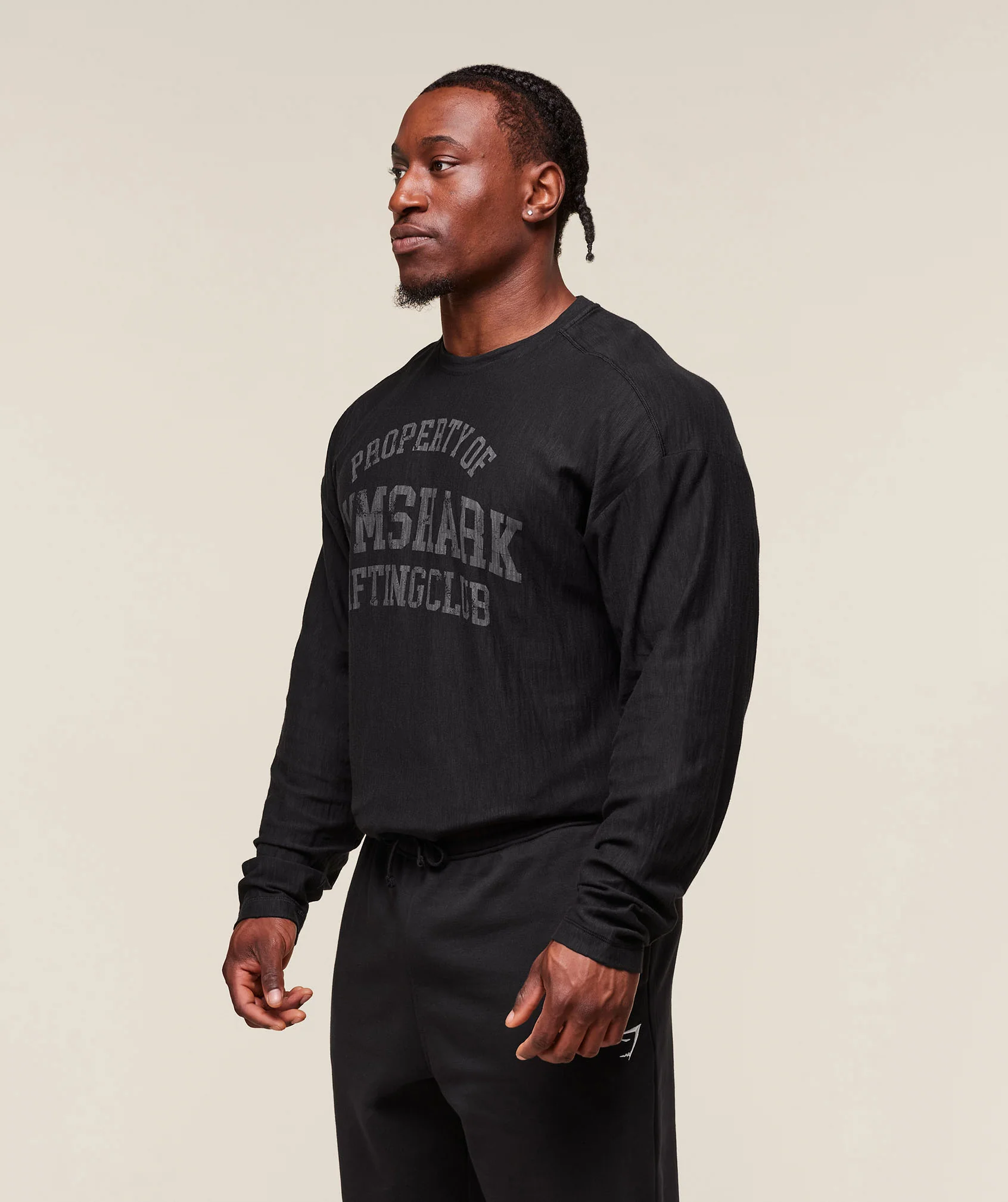 Lightweight Slub Textured Lifting Authenticator OS LS T-shirt – Black - Imagen 2