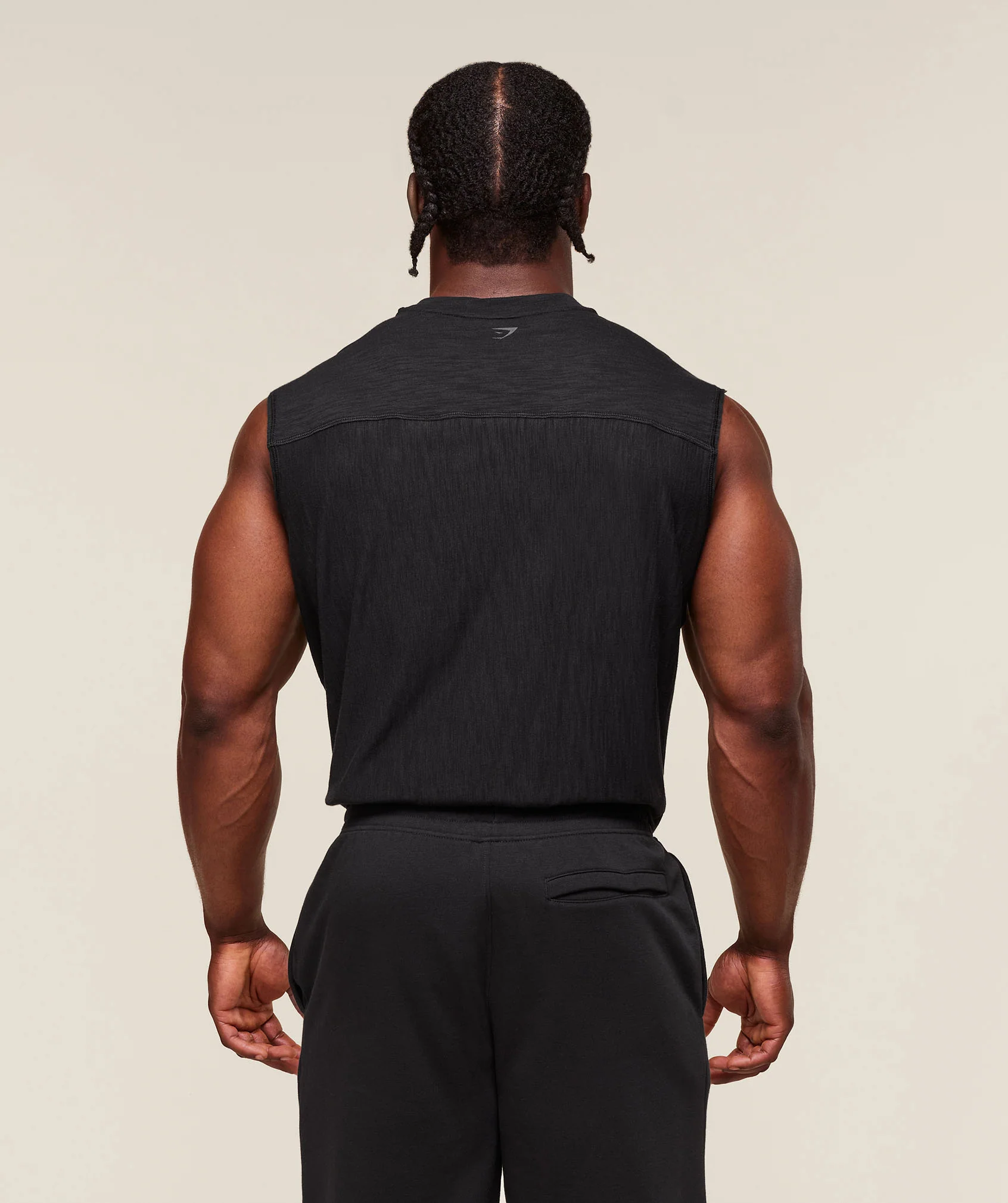 Lightweight Slub Textured Tank – Black