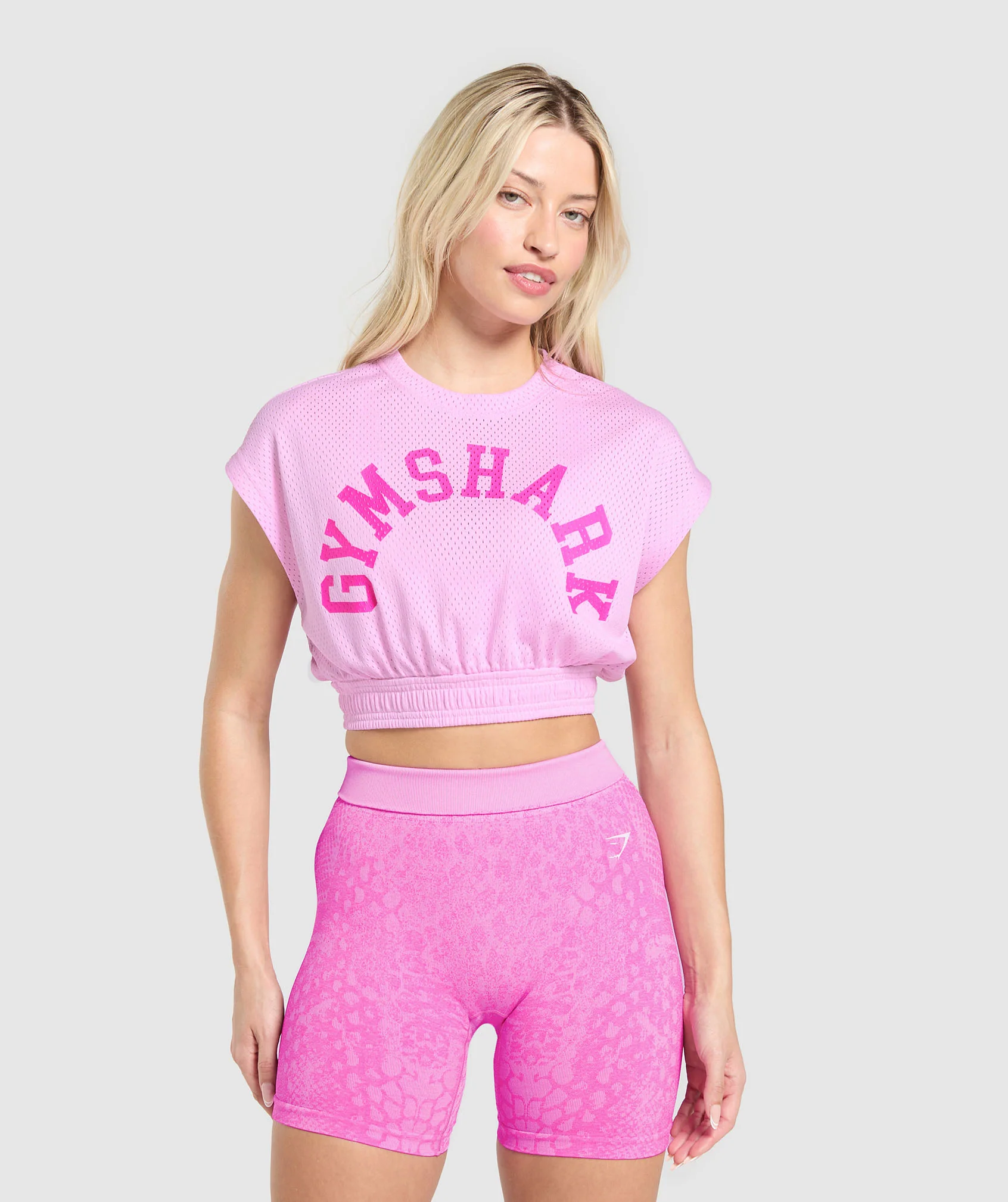 Mesh Graphic Crop Top – Sour Pink