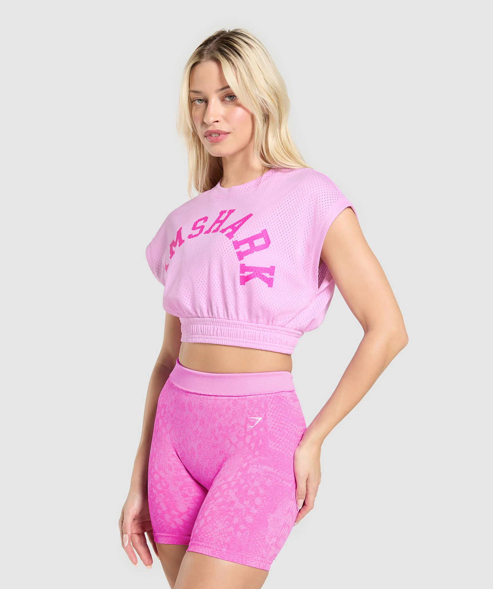 Mesh Graphic Crop Top – Sour Pink - Imagen 2