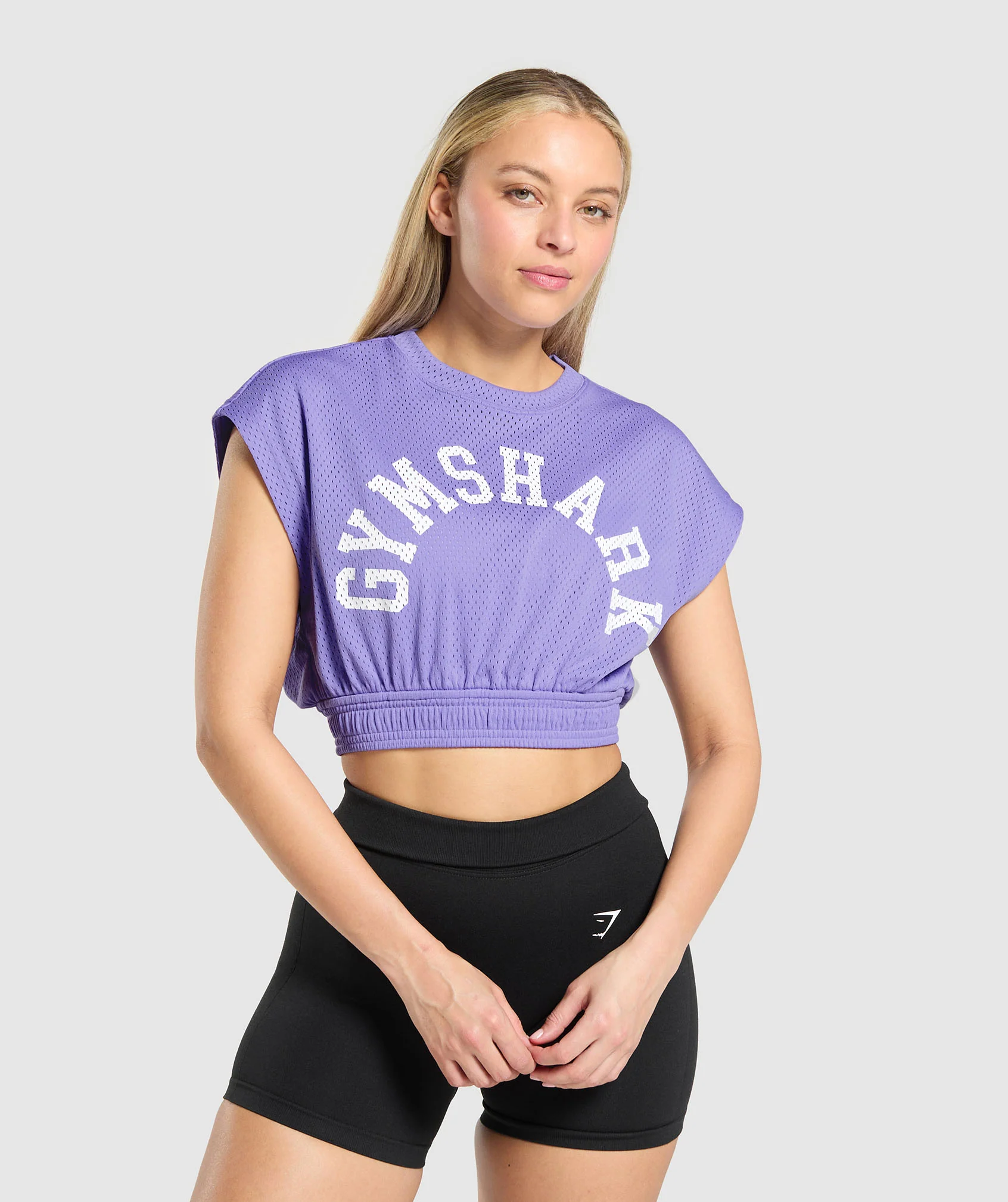 Mesh Graphic Crop Top – Record Purple
