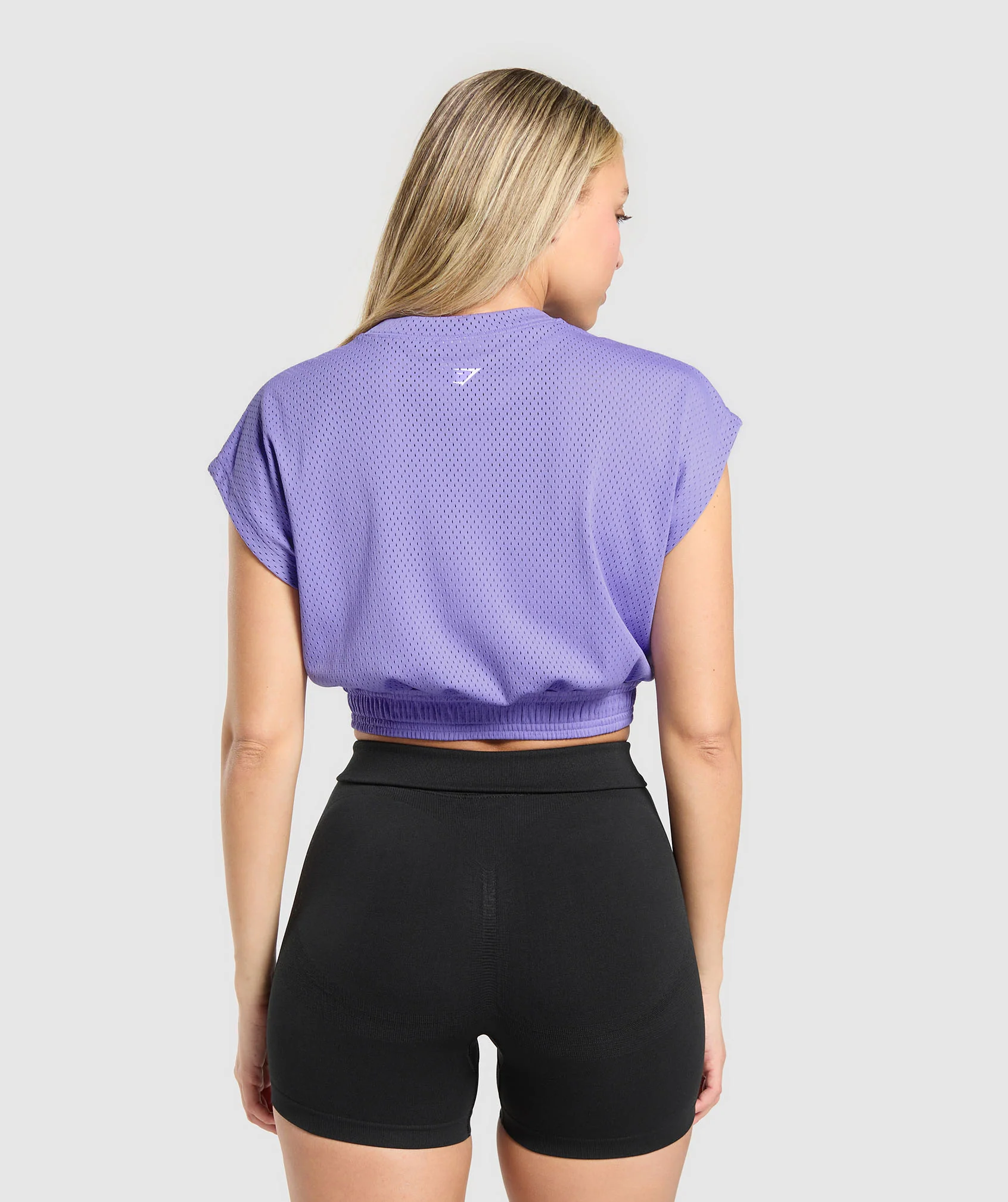 Mesh Graphic Crop Top – Record Purple
