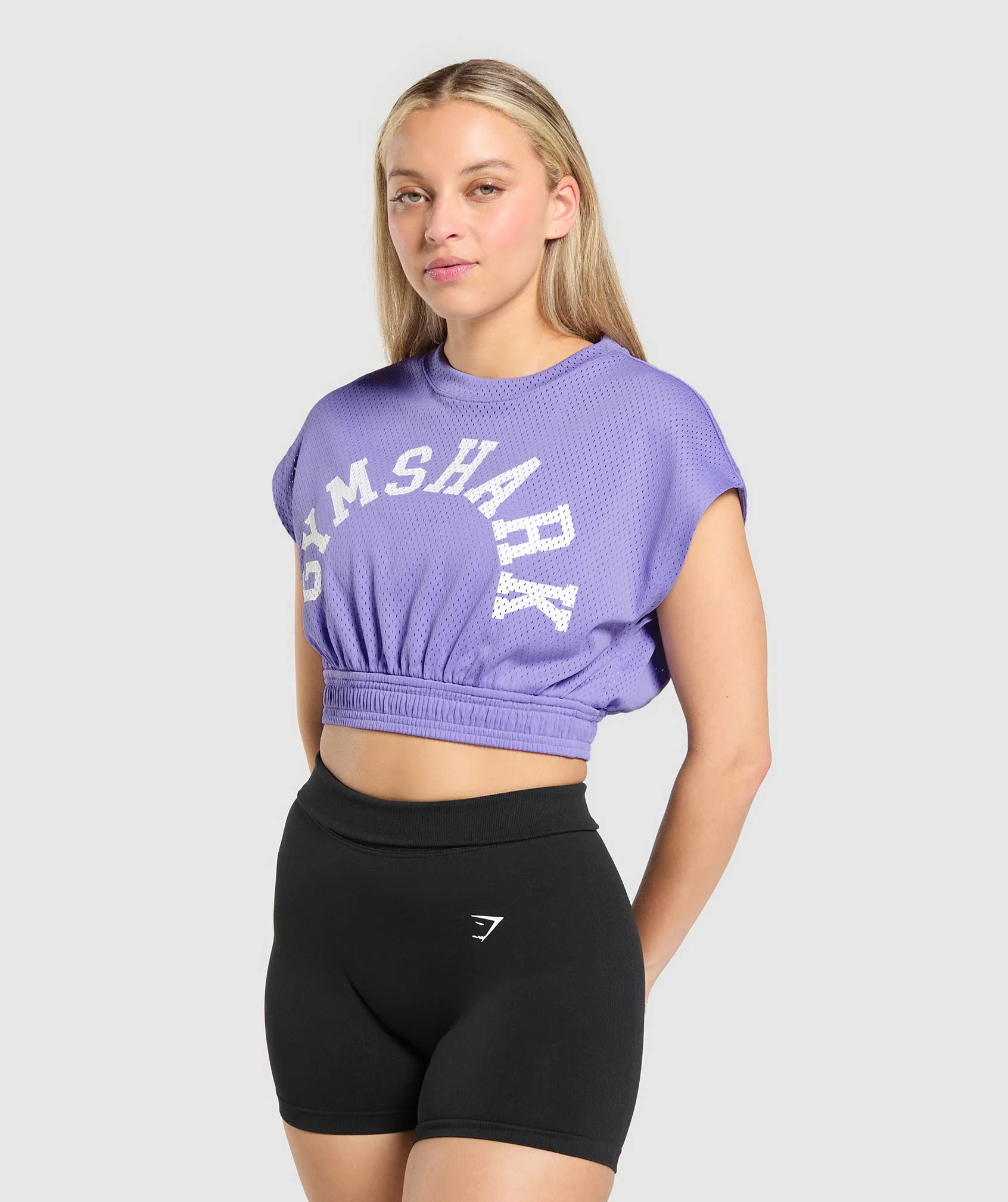 Mesh Graphic Crop Top – Record Purple - Imagen 2