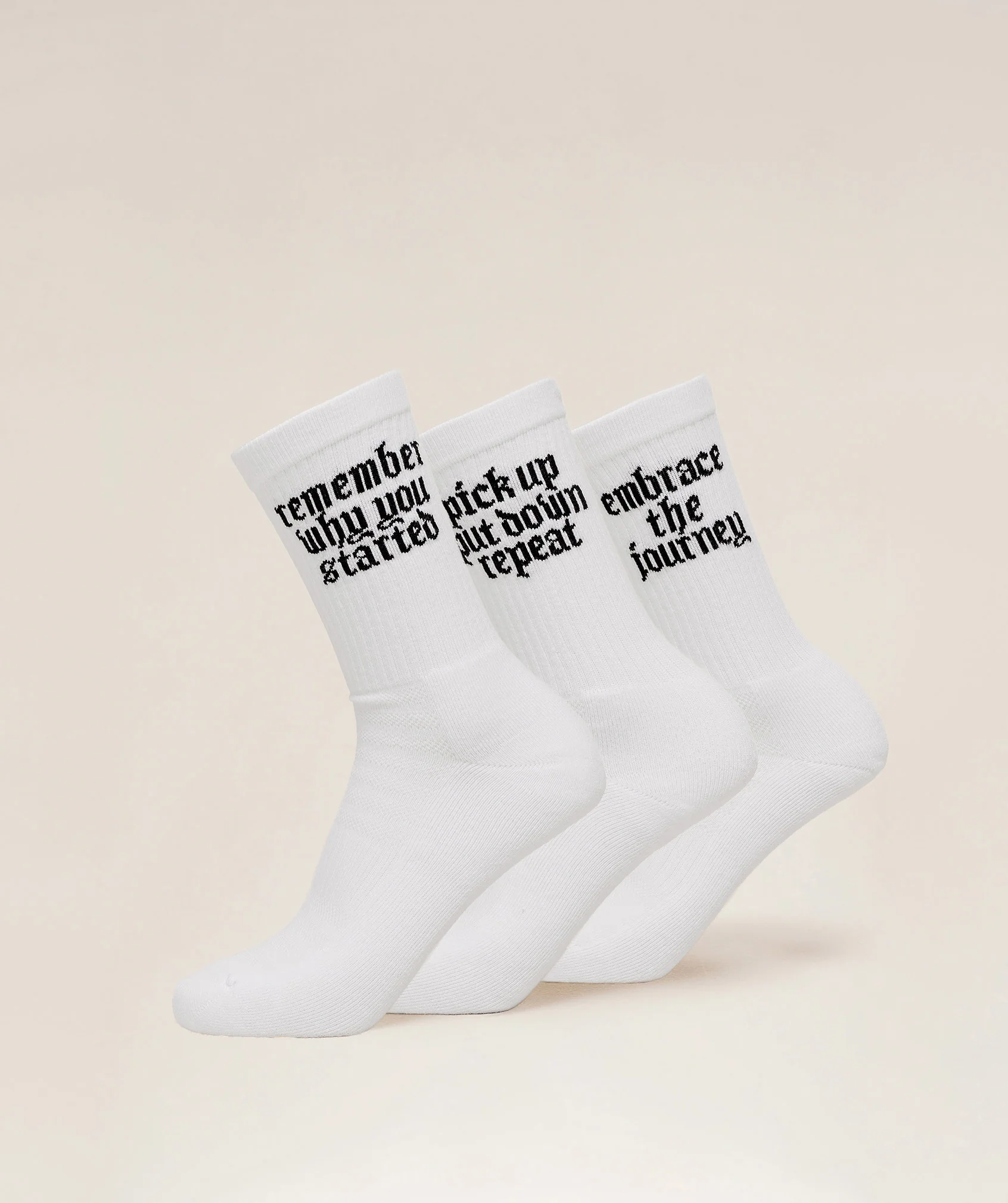 Motivate Graphic Crew Sock 3pk – White