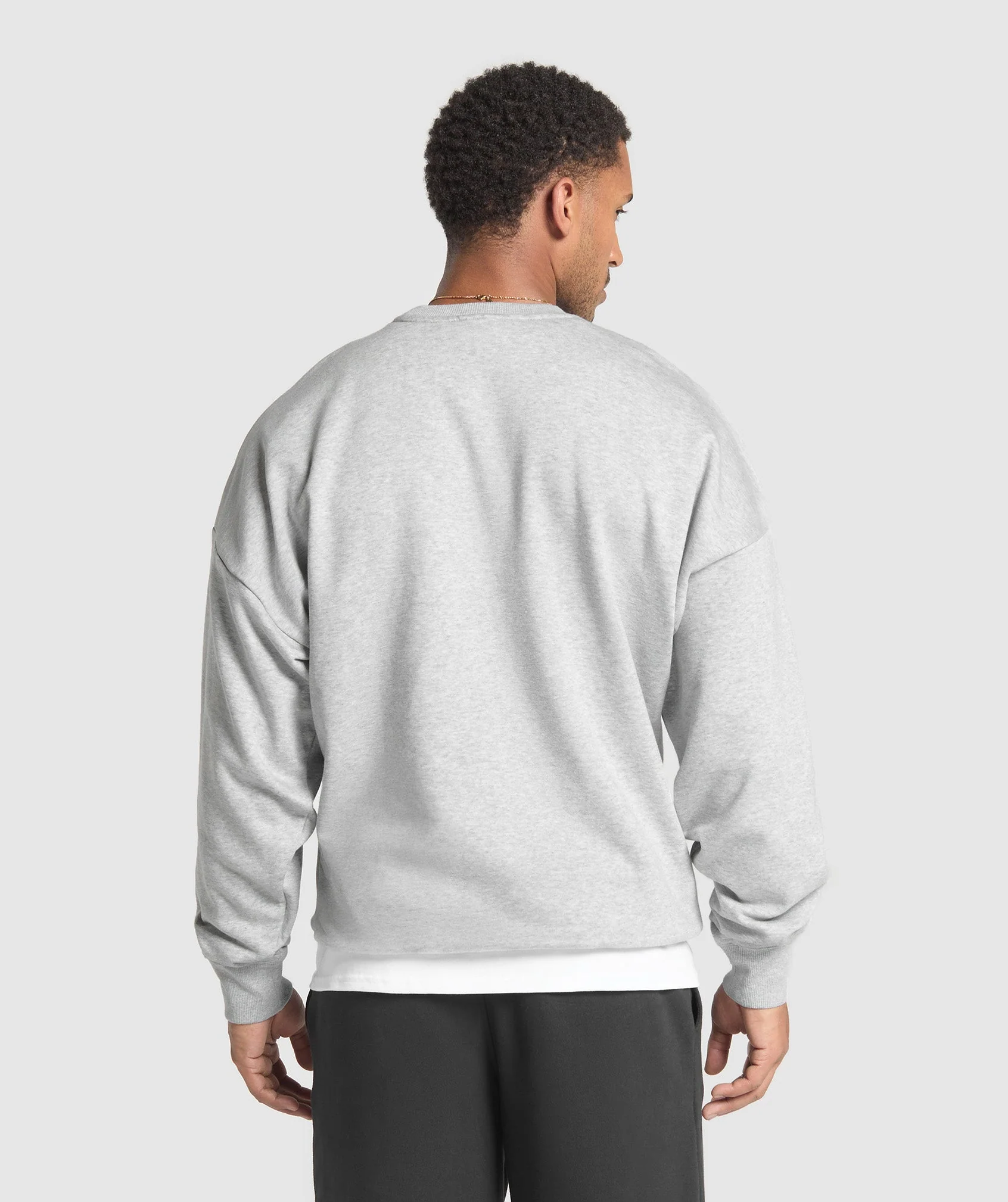 Oversized Crest Crew – Light Grey Core Marl