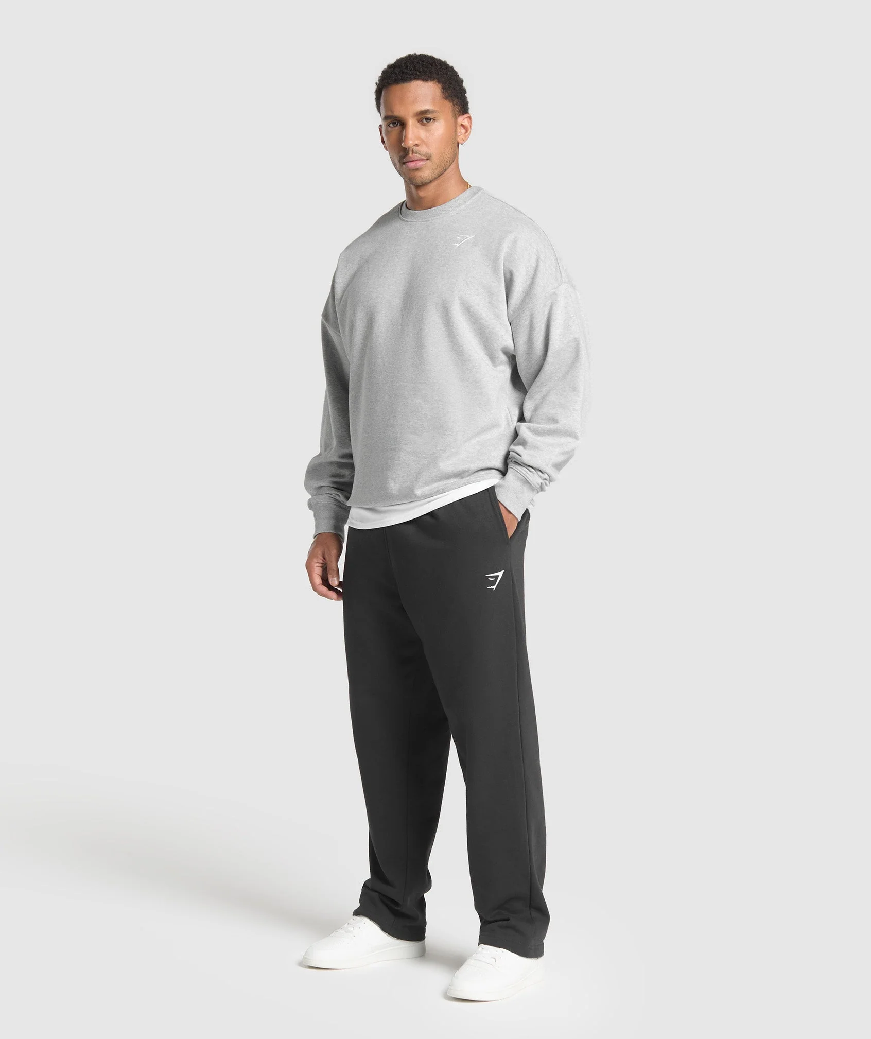 Oversized Crest Crew – Light Grey Core Marl - Imagen 2