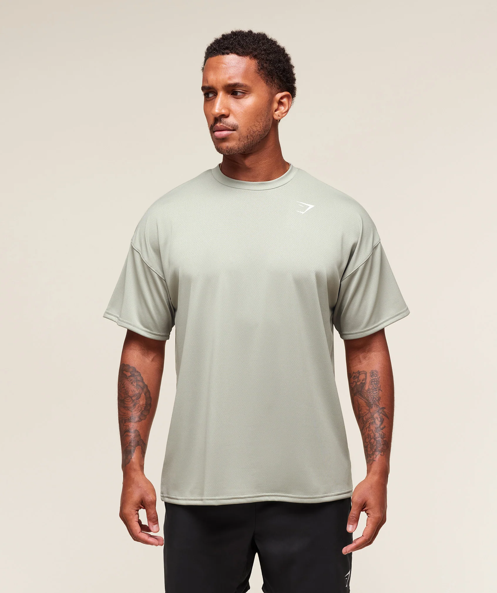 Oversized Performance T-Shirt – Stone Grey