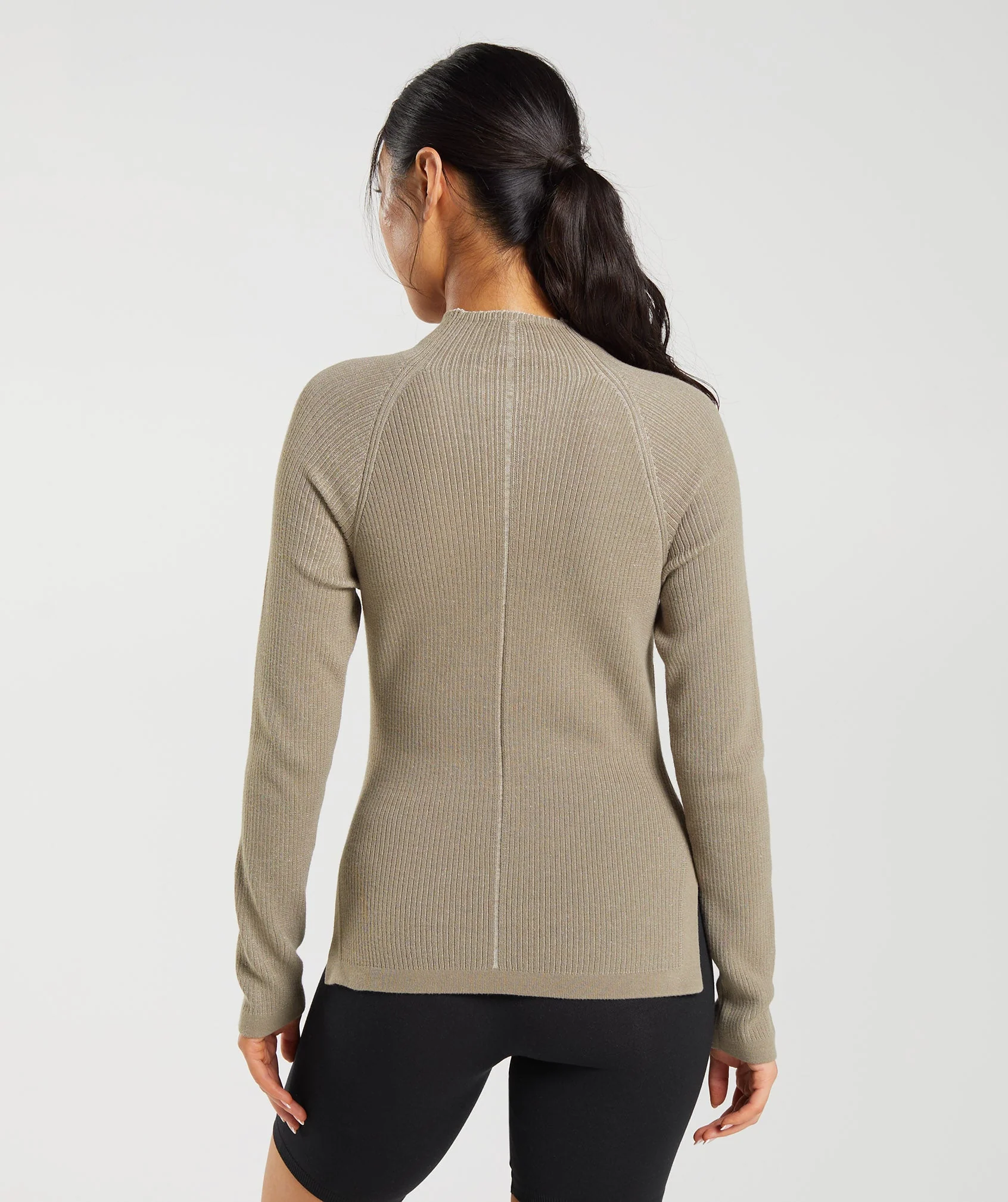 Pause Knitwear Long Sleeve Top – Cement Brown/Pebble Grey - Imagen 2