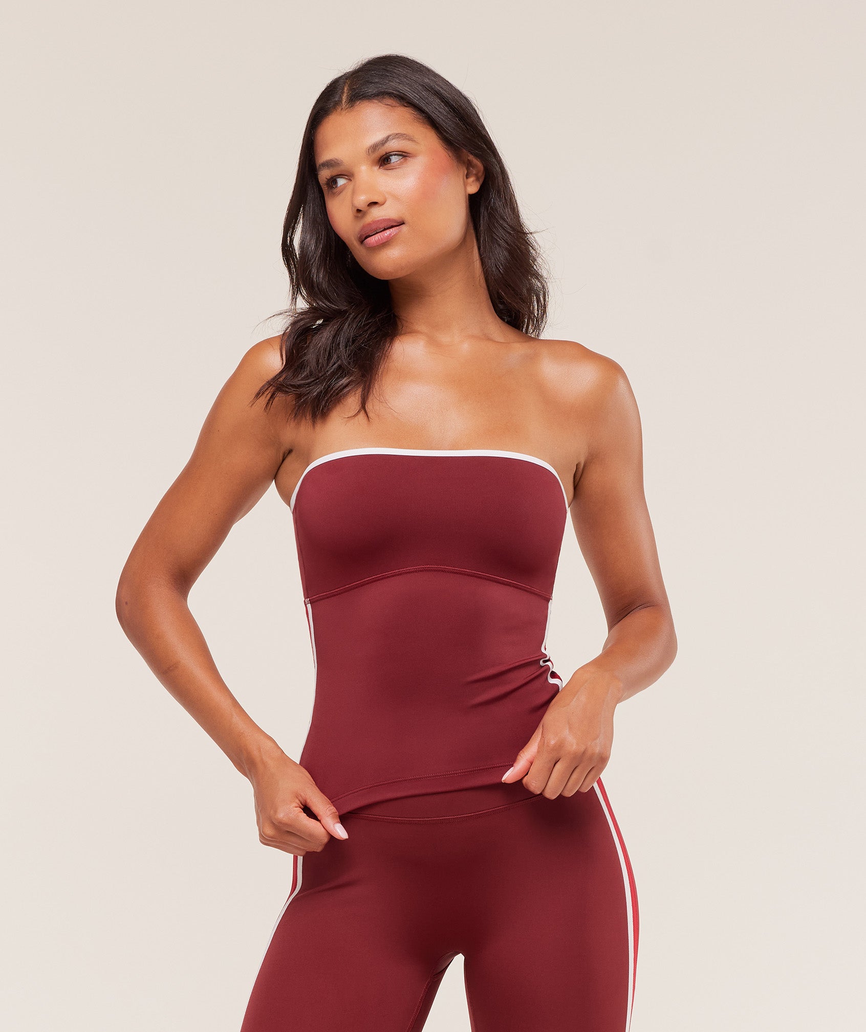 Piping Bandeau With Shelf – Sets Red/Carmine Red/Soft White