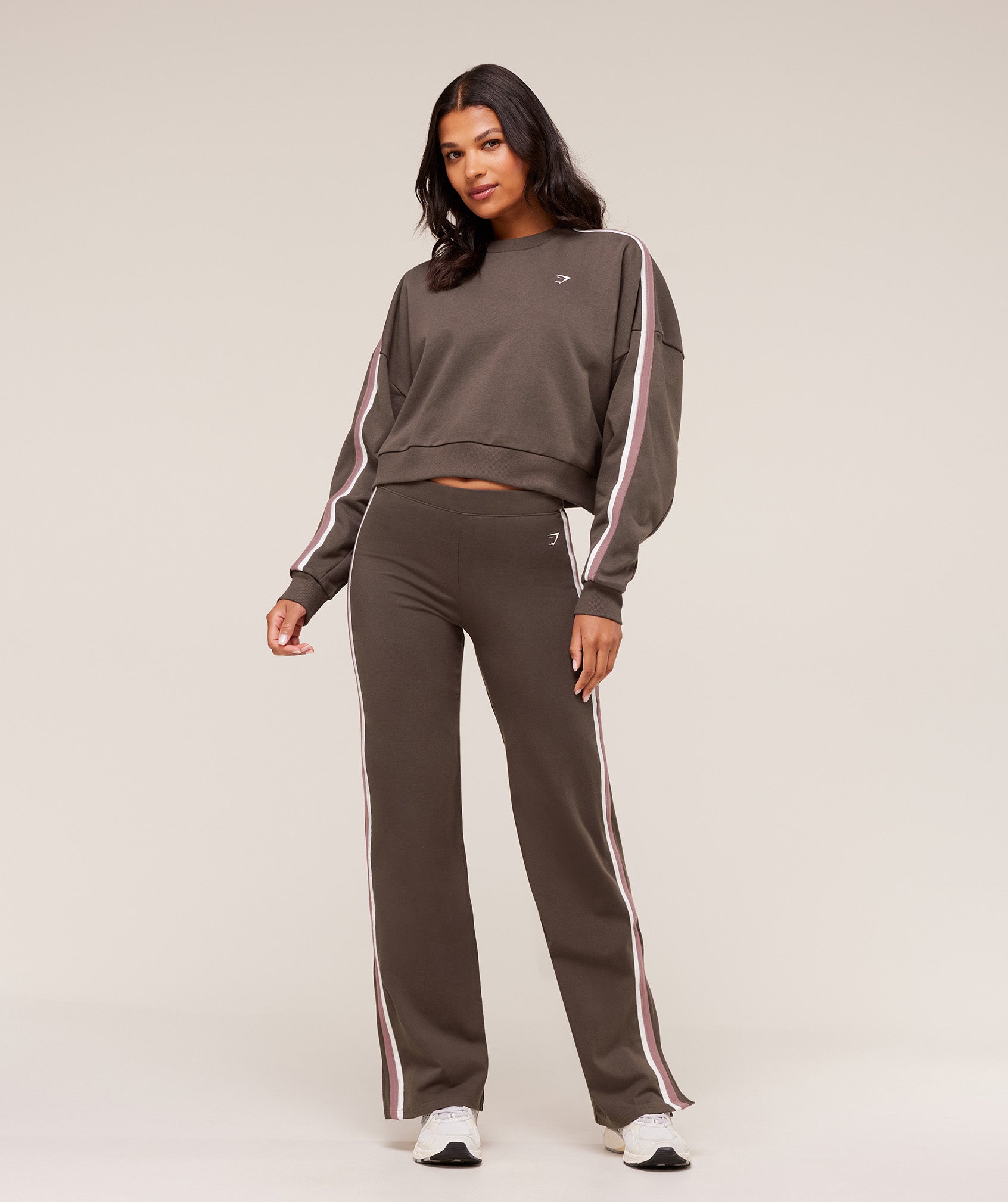 Piping Midi Crew Neck – Walnut Brown/Chestnut Pink/Soft White - Imagen 2