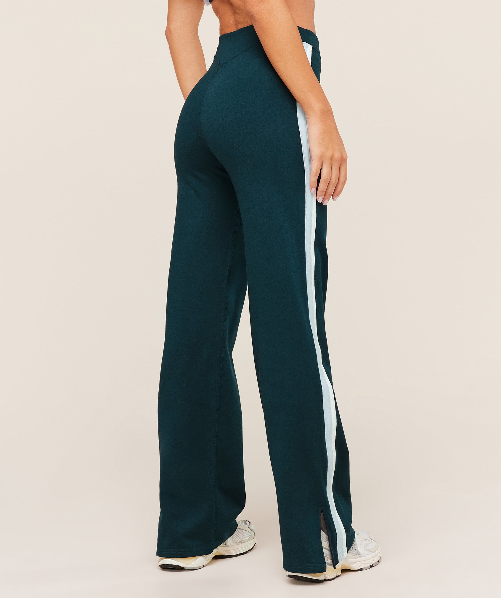 Piping Wide Leg Pant – Deep Petrol Blue/Smoke Blue/Soft White