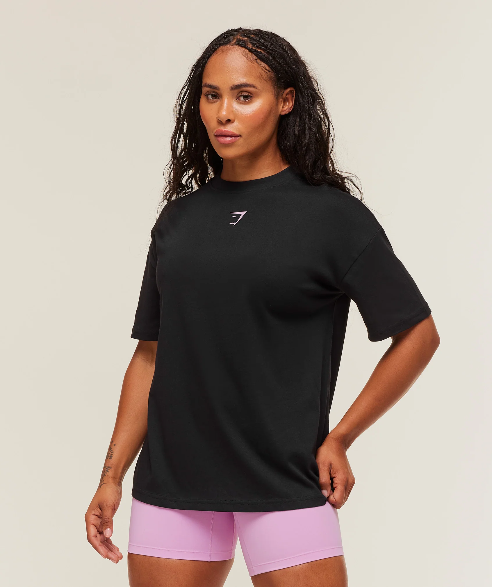 Power Oversized T-Shirt – Black/Warm Lilac