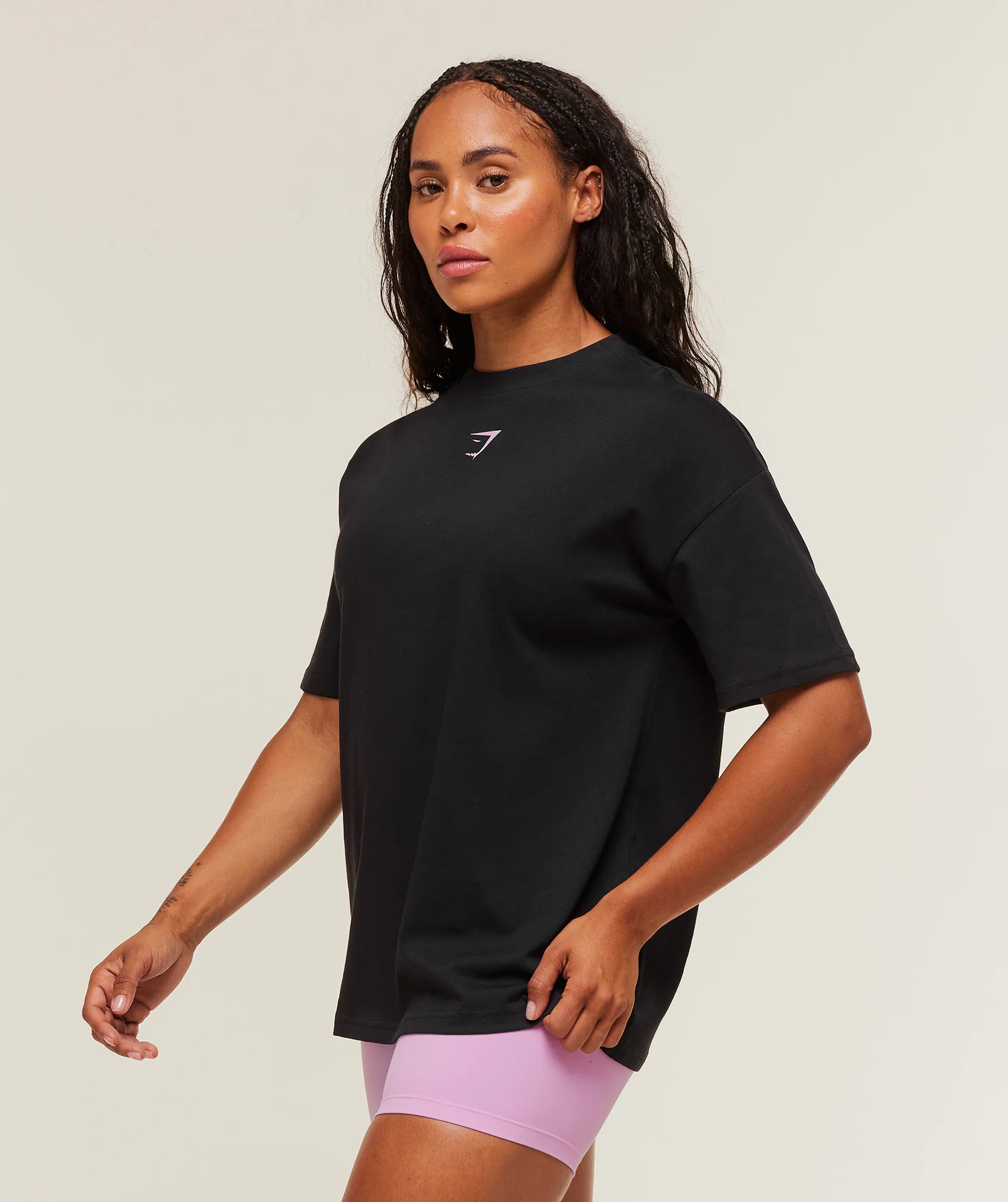 Power Oversized T-Shirt – Black/Warm Lilac - Imagen 2