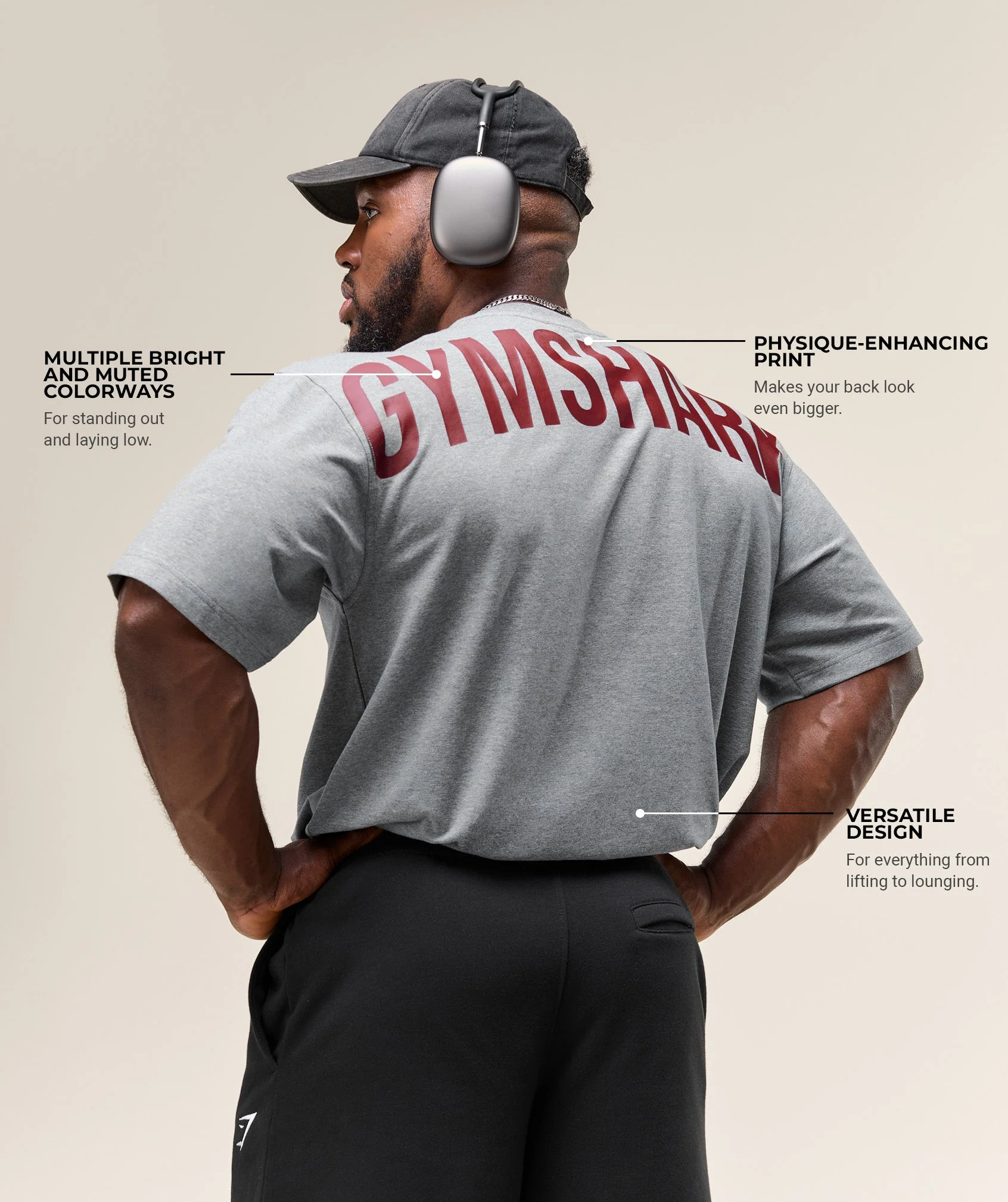 Power T-Shirt – Charcoal Core Marl/Sets Red