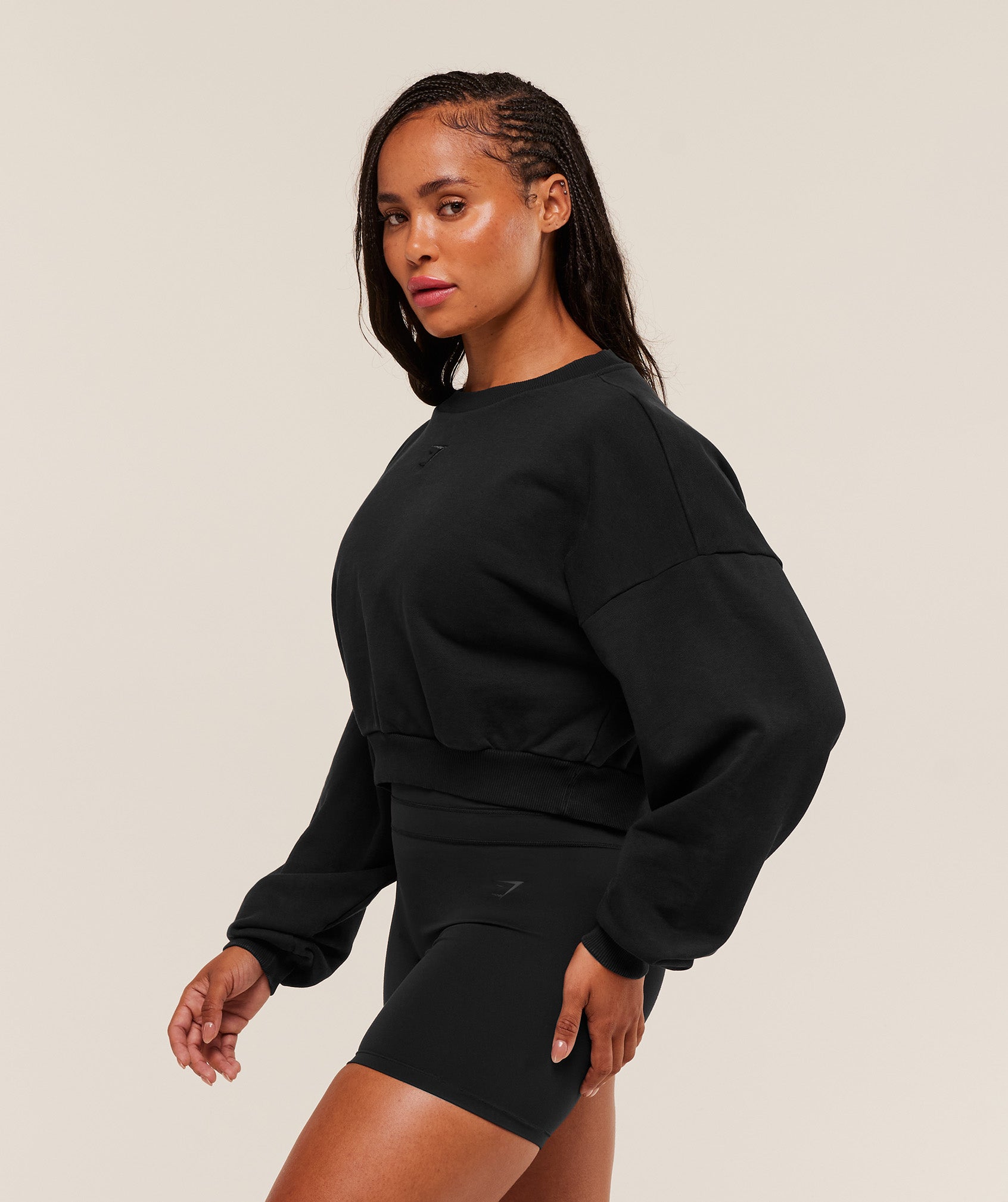 Power Washed Sweat Top – Black/Acid Wash Small Ball - Imagen 2