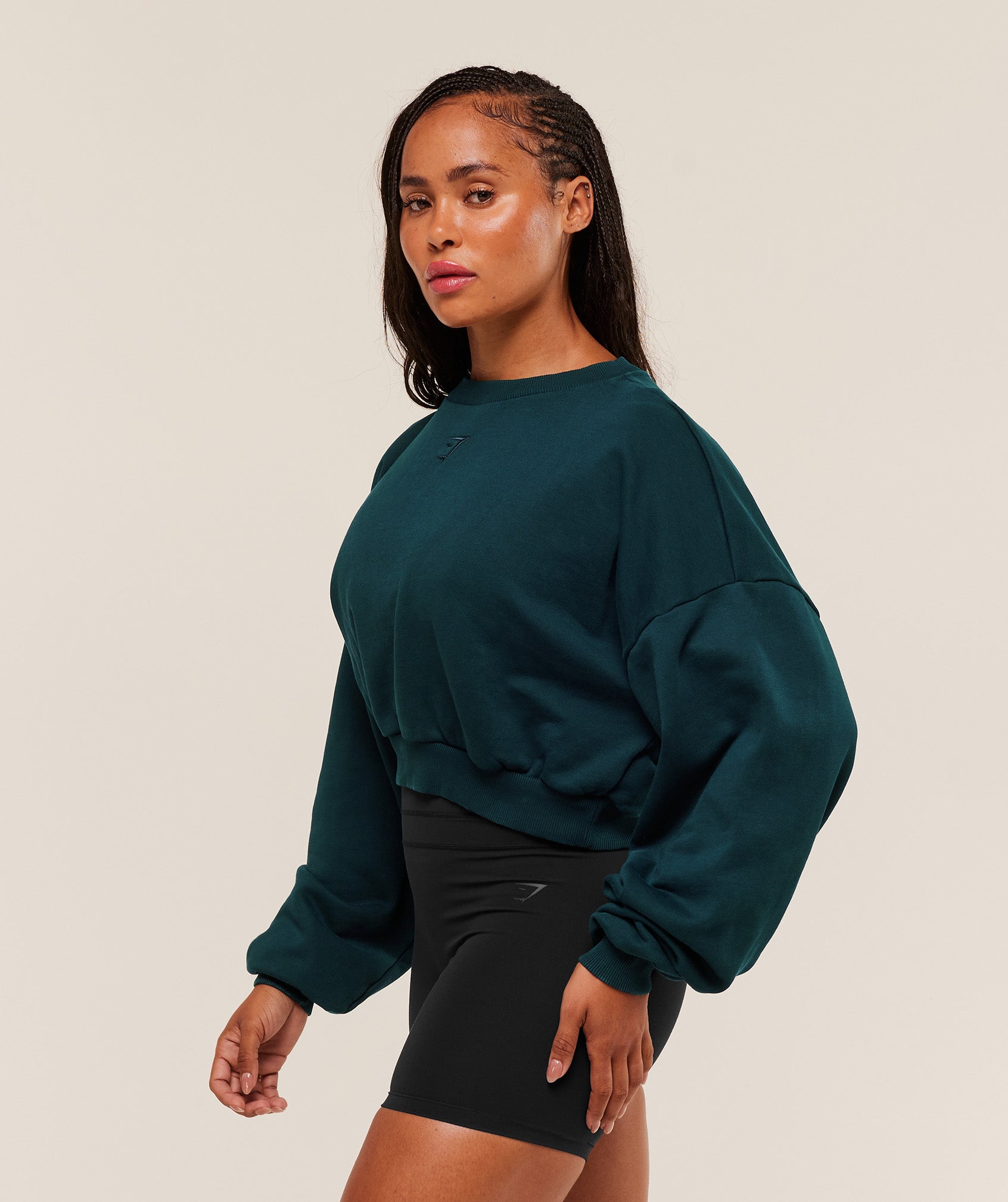 Power Washed Sweat Top – Deep Petrol Blue/Acid Wash Small Ball - Imagen 2