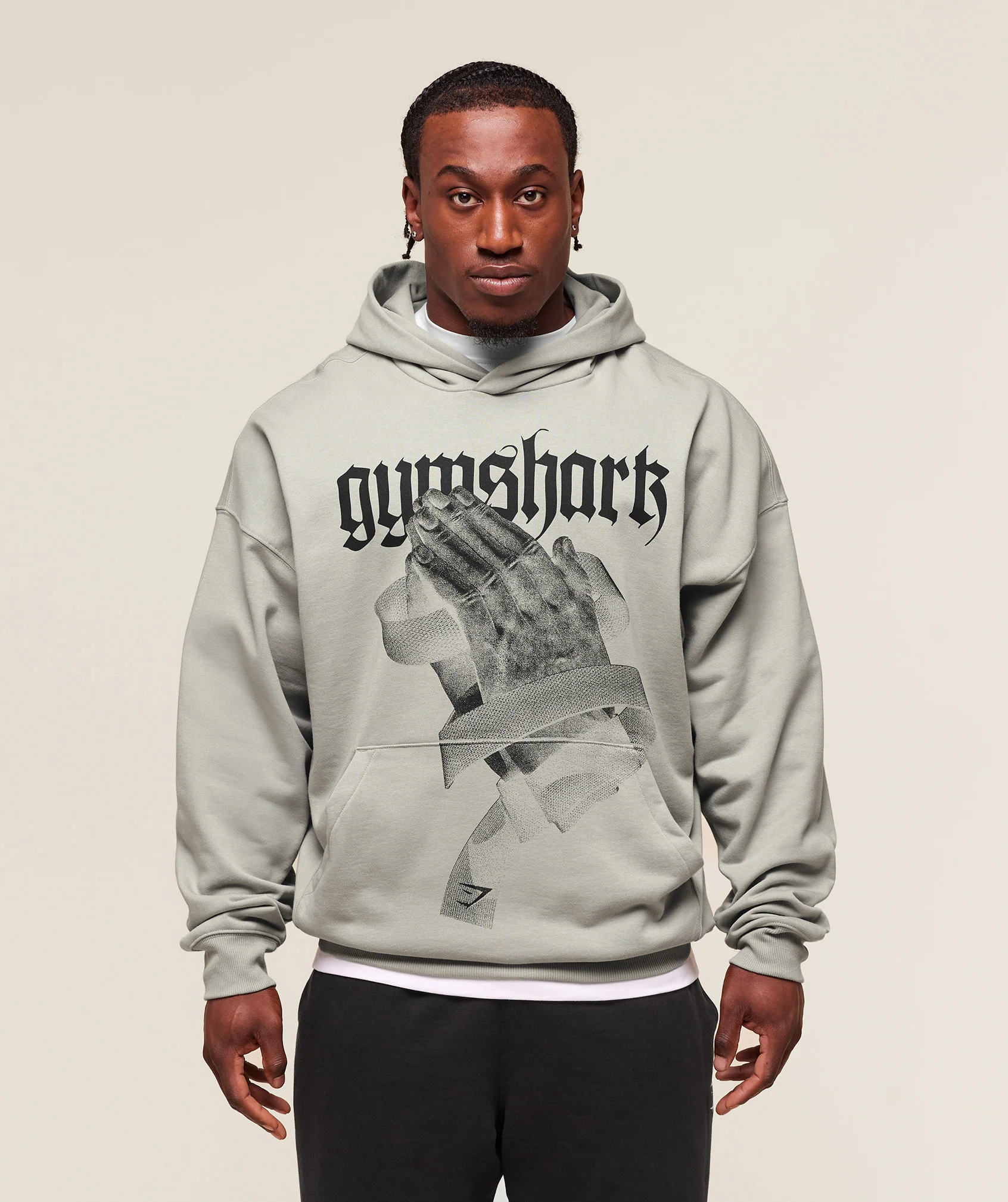 Prayer Hands Hoodie – Stone Grey
