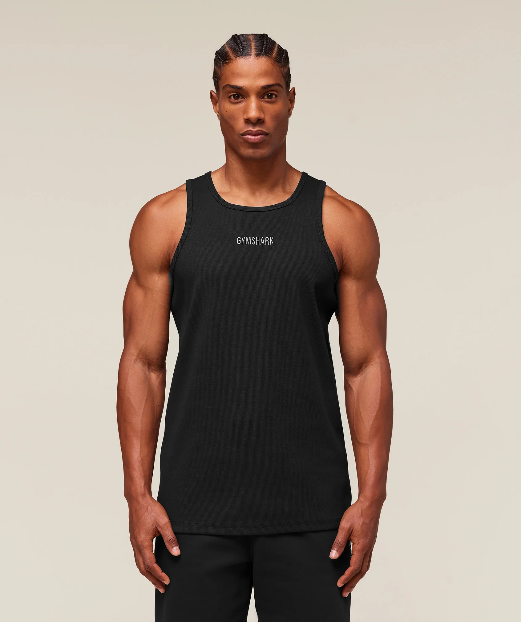Premium Ribbed Tank – Black