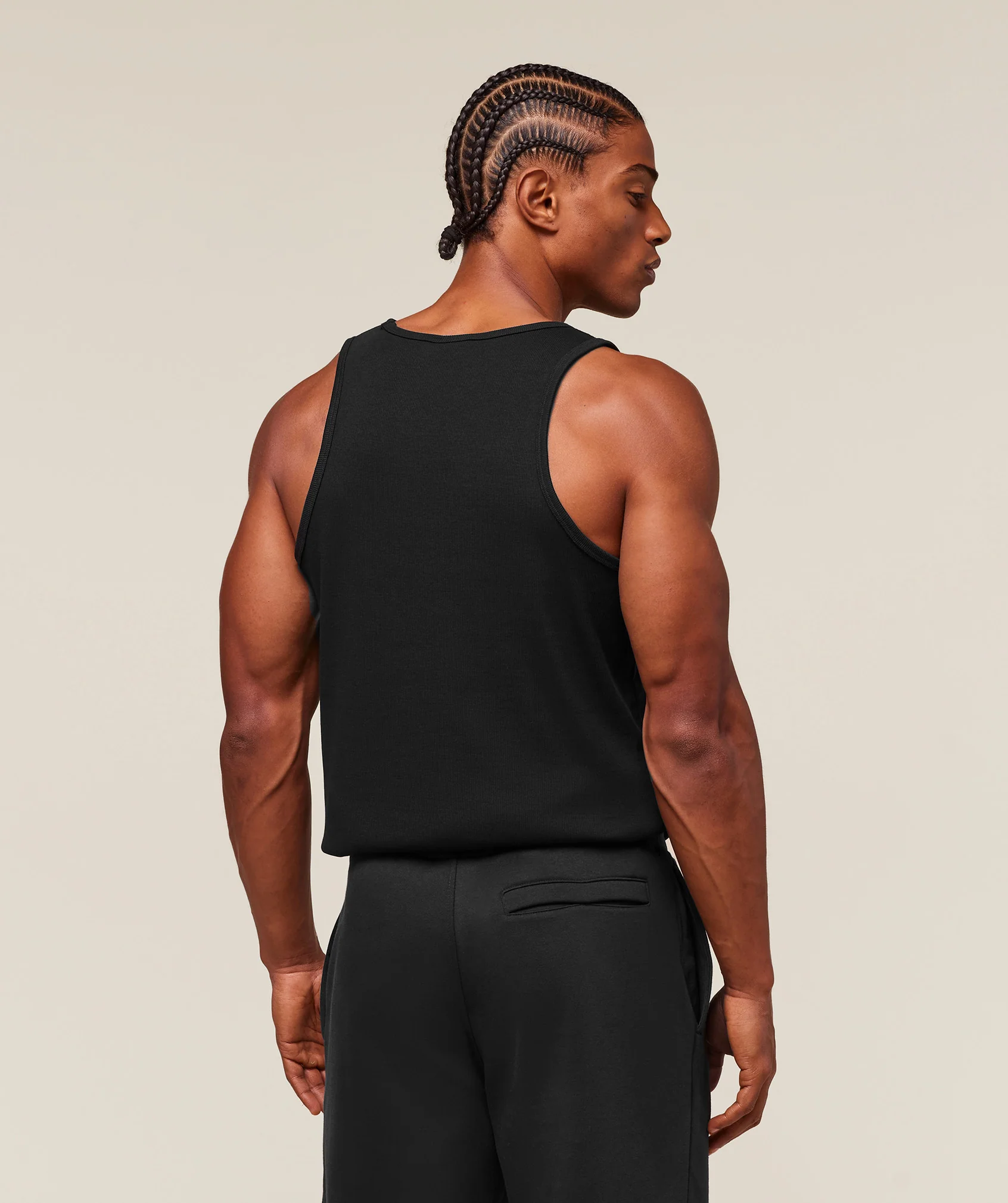 Premium Ribbed Tank – Black