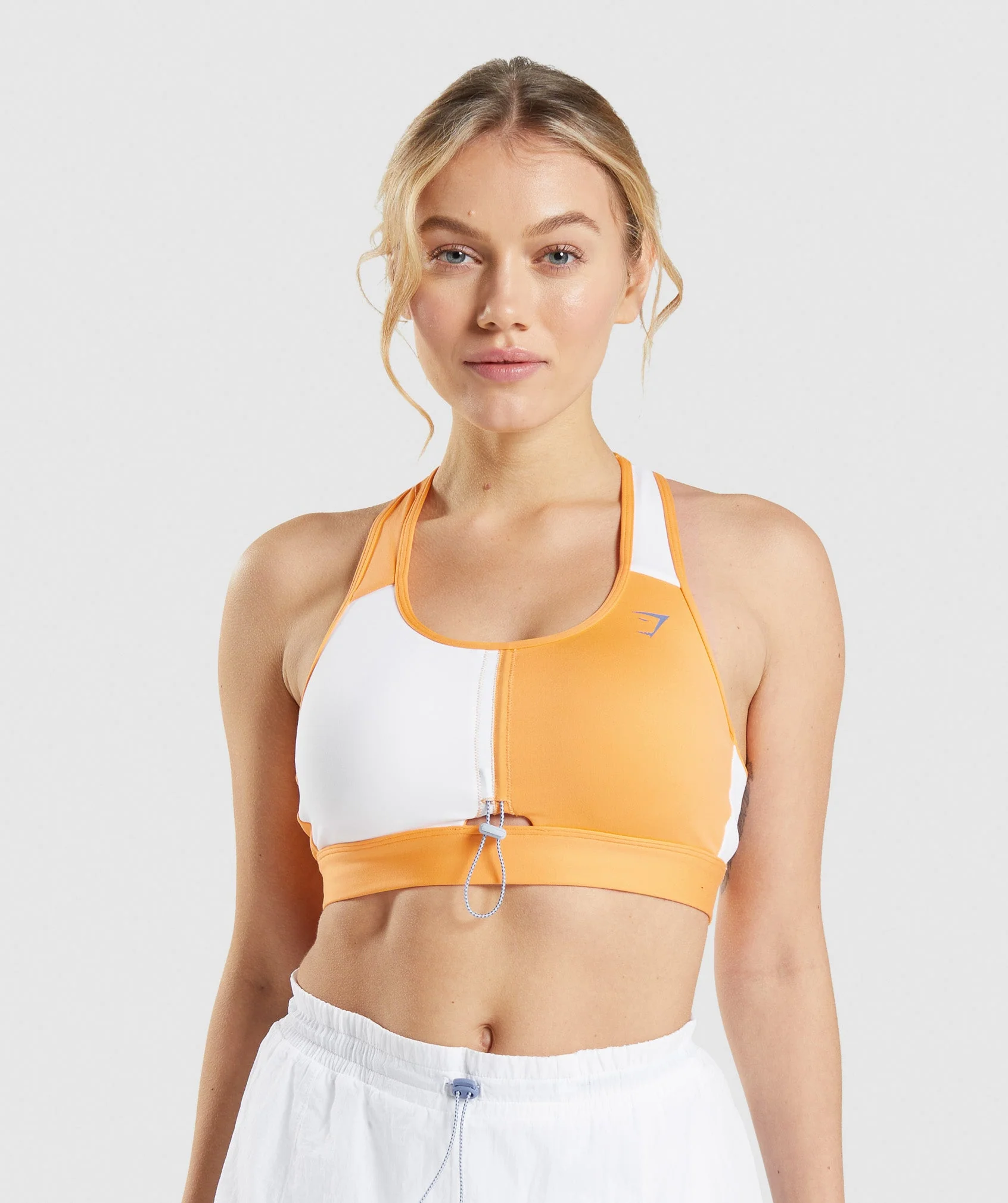 Pulse Sports Bra – Apricot Orange/White