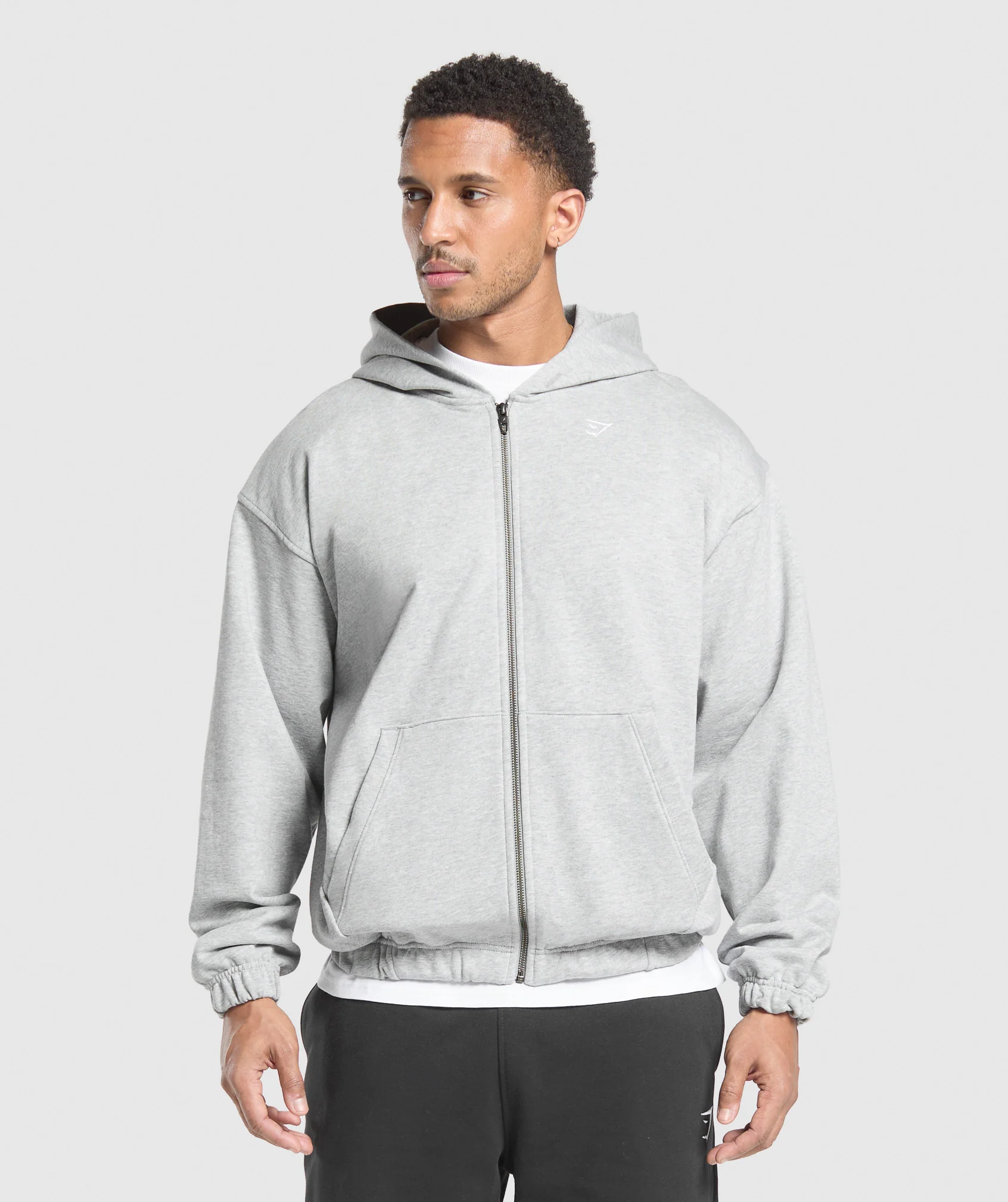 Rest Day Essentials Zip Hoodie – Light Grey Core Marl