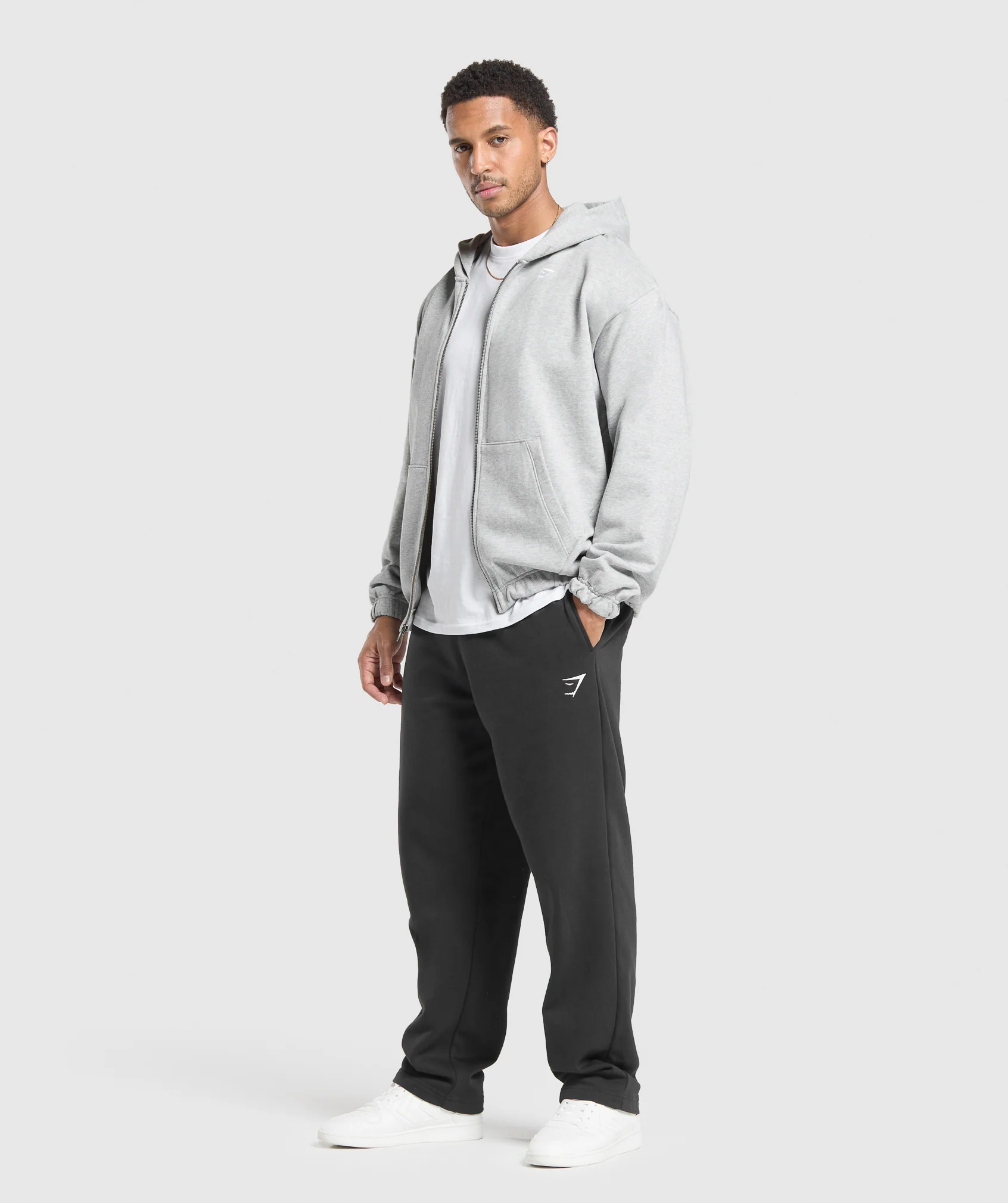 Rest Day Essentials Zip Hoodie – Light Grey Core Marl - Imagen 2