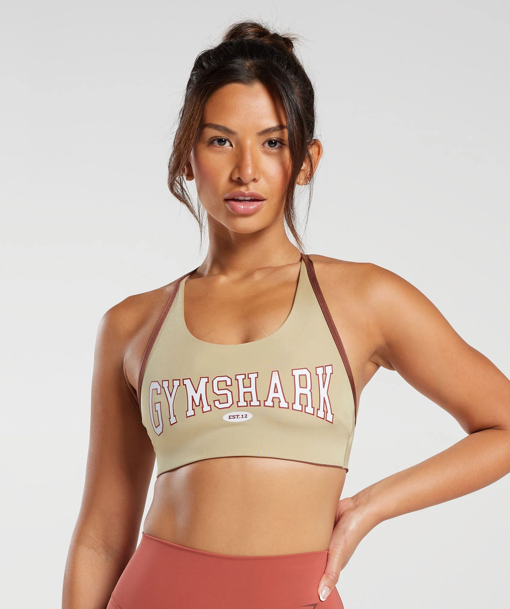 Retro Club Sports Bra – Desert Beige/Rust Brown