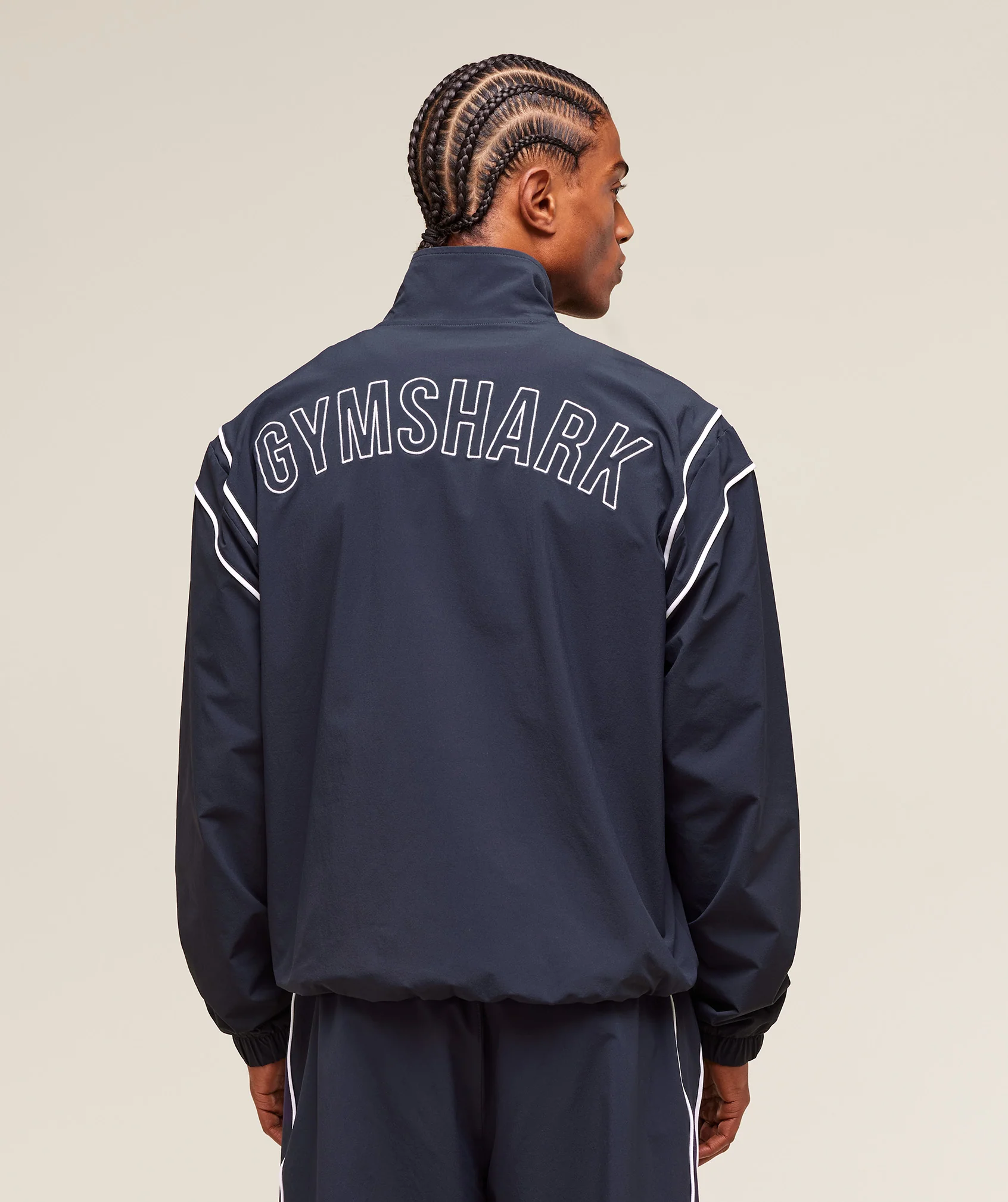 Retro Crinkle Track Jacket – Heavy Blue
