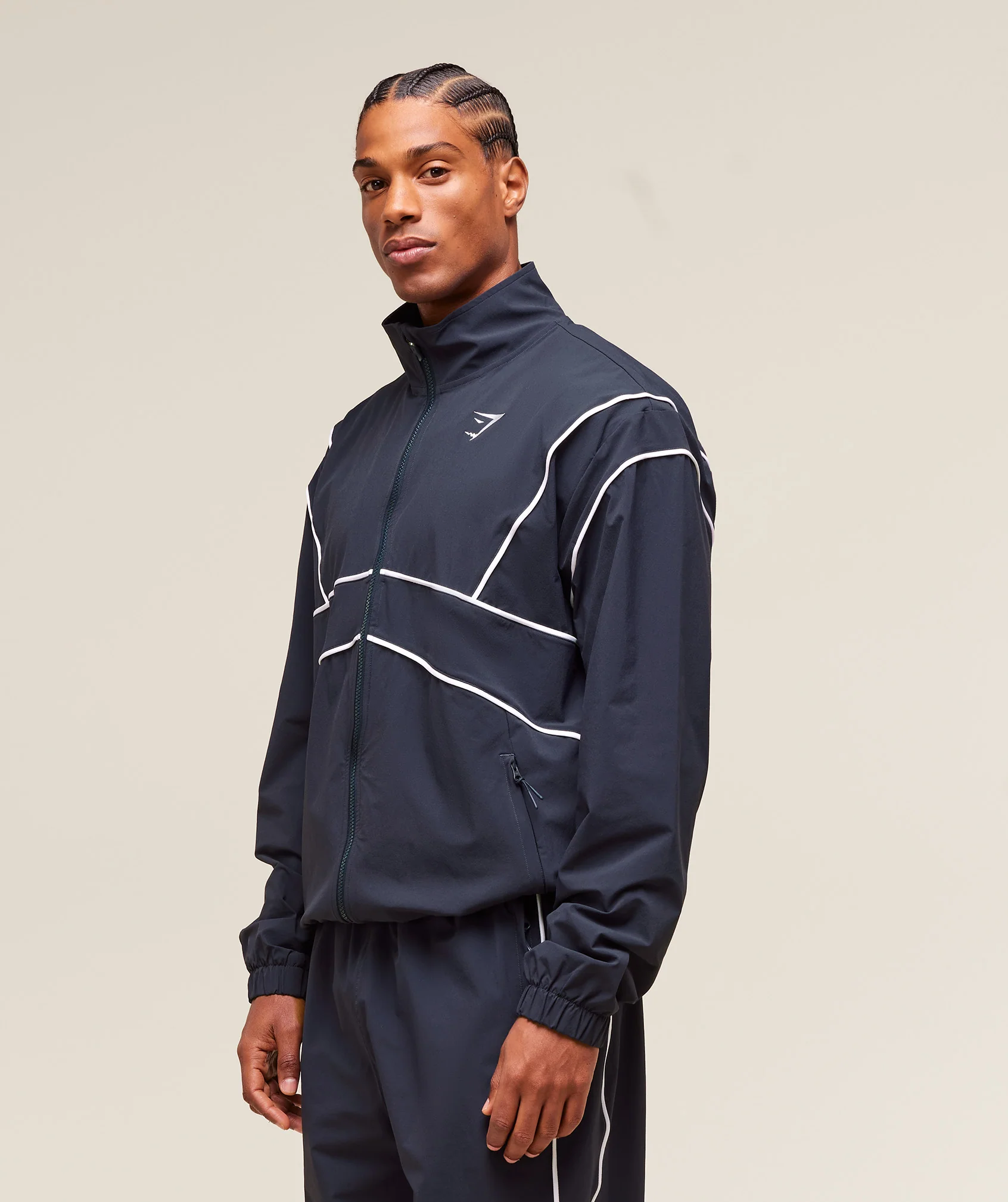 Retro Crinkle Track Jacket – Heavy Blue - Imagen 2