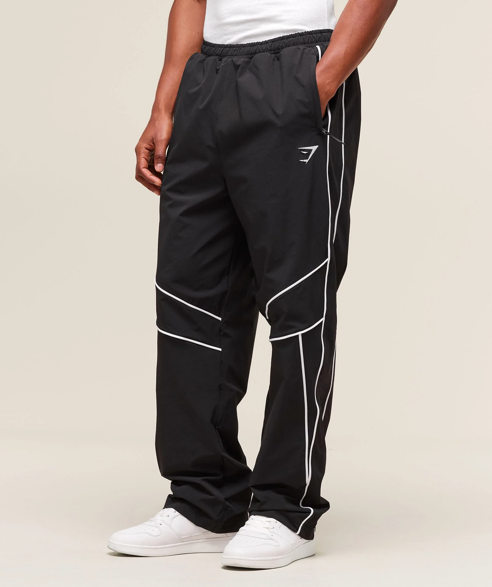 Retro Crinkle Track Pants – Black