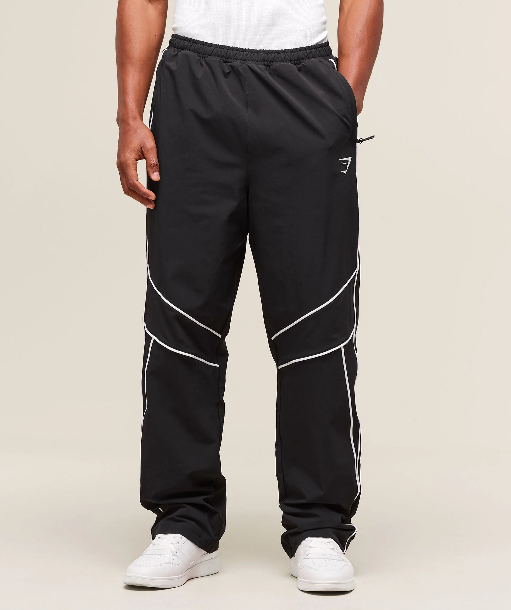 Retro Crinkle Track Pants – Black - Imagen 2
