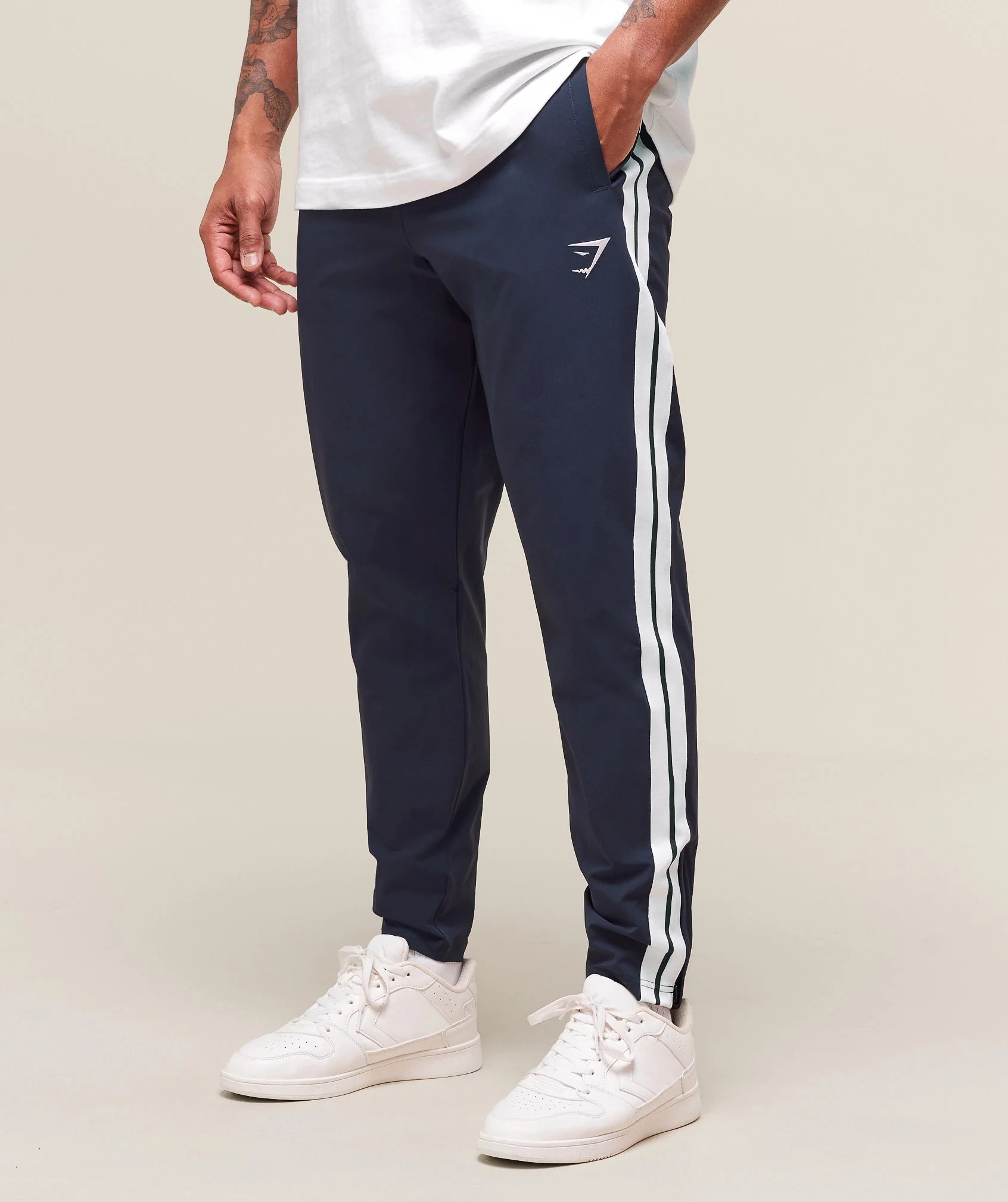 Retro Side Stripe Joggers – Heavy Blue