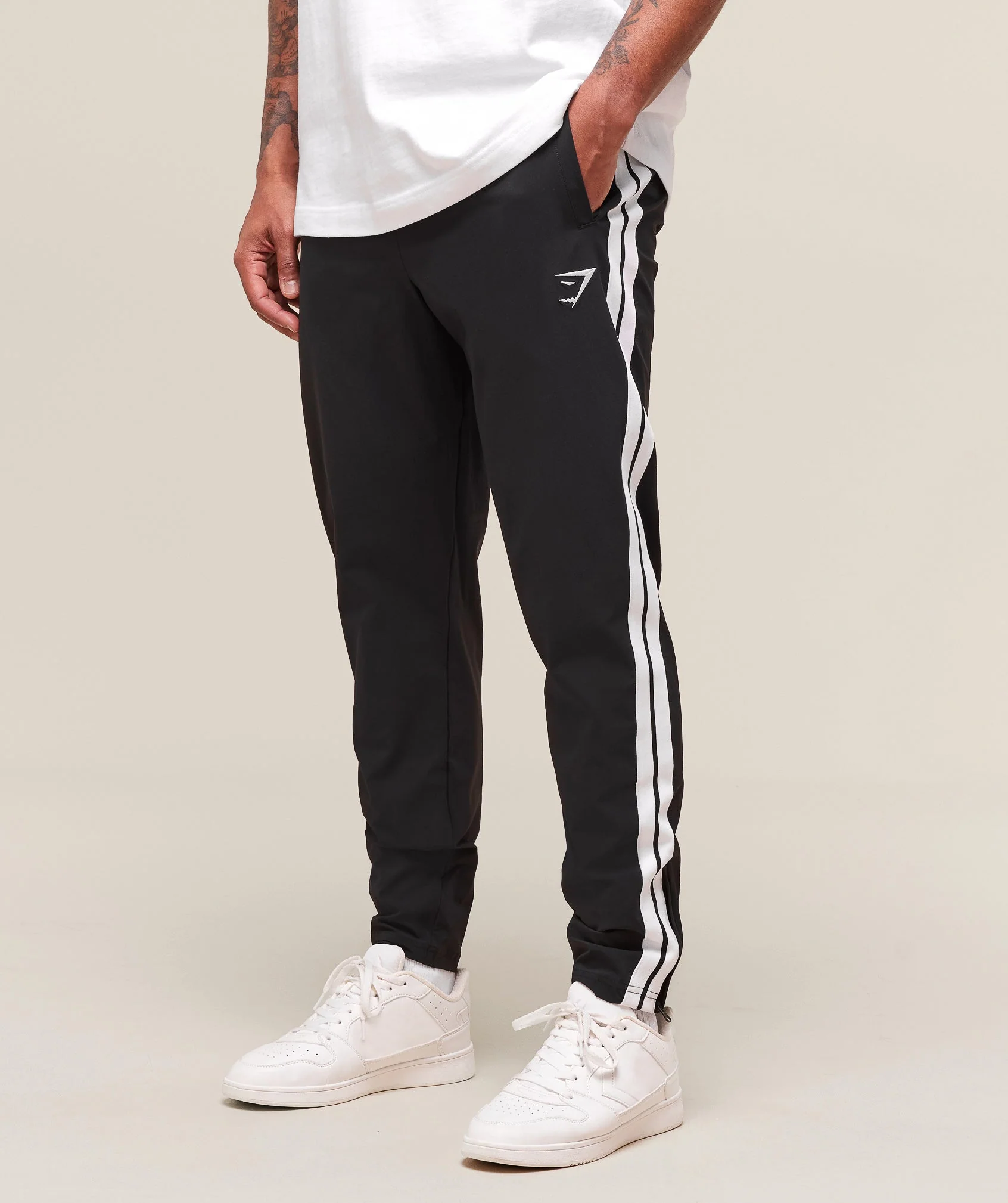 Retro Side Stripe Joggers – Black