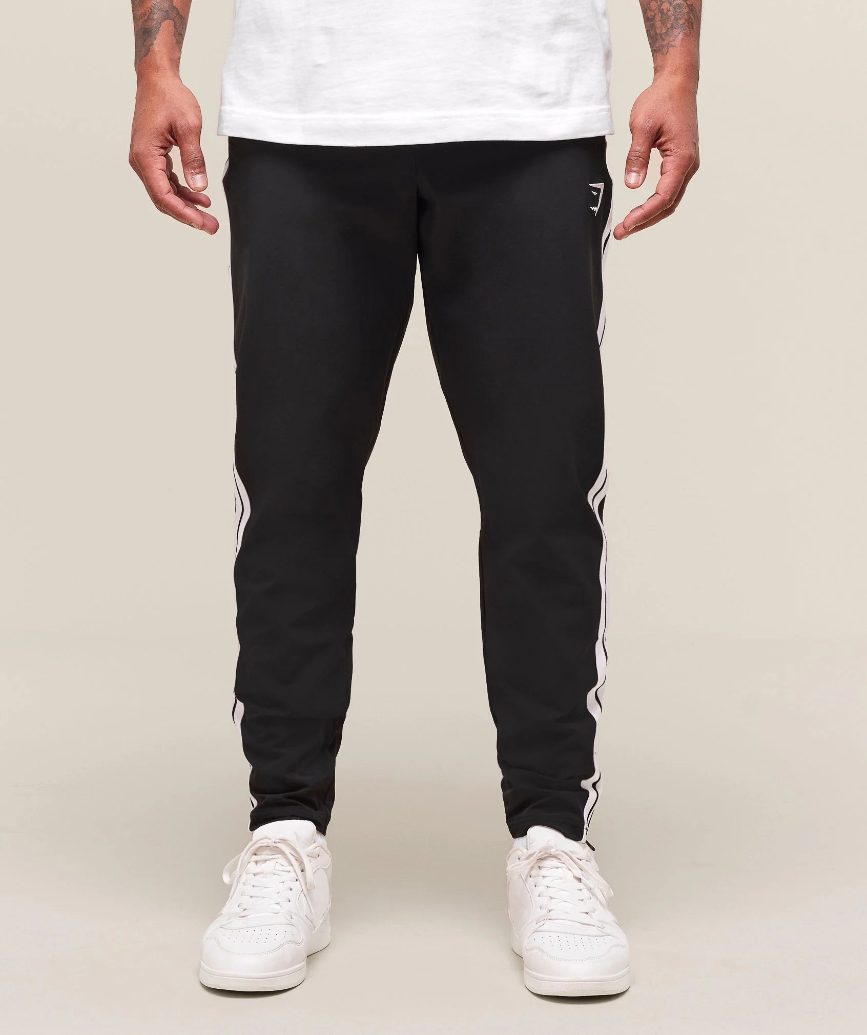 Retro Side Stripe Joggers – Black