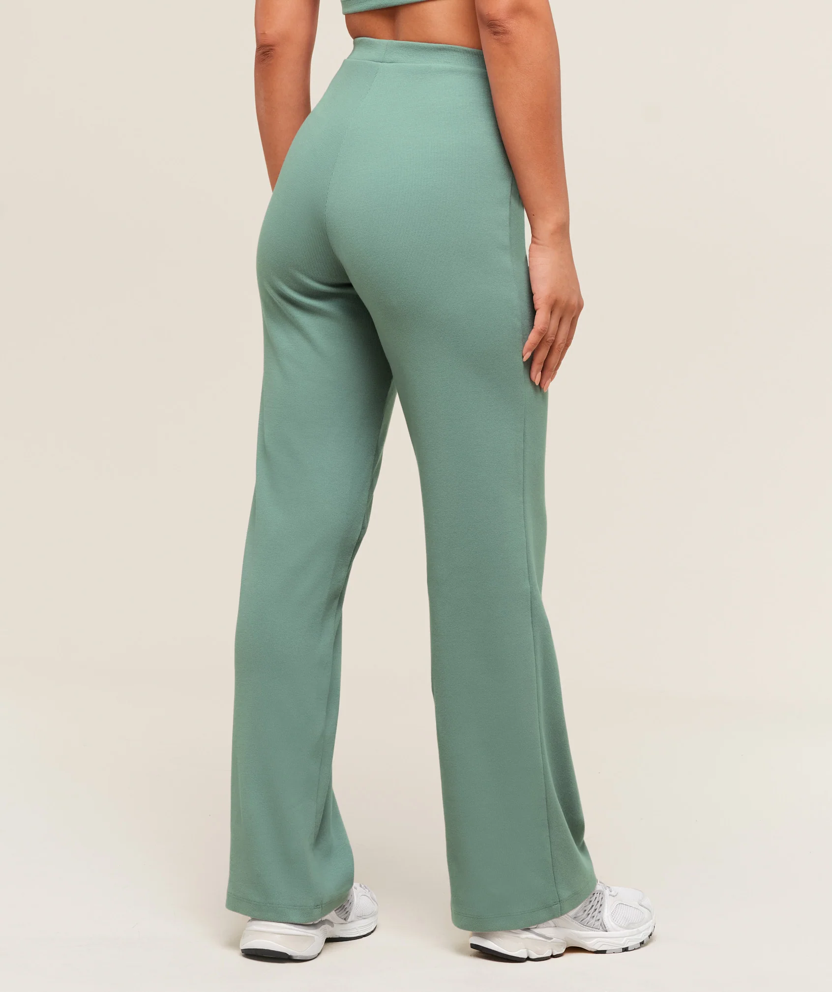 Ribbed Cotton Straight Leg Pants – Celeste Blue/Heavy Blue