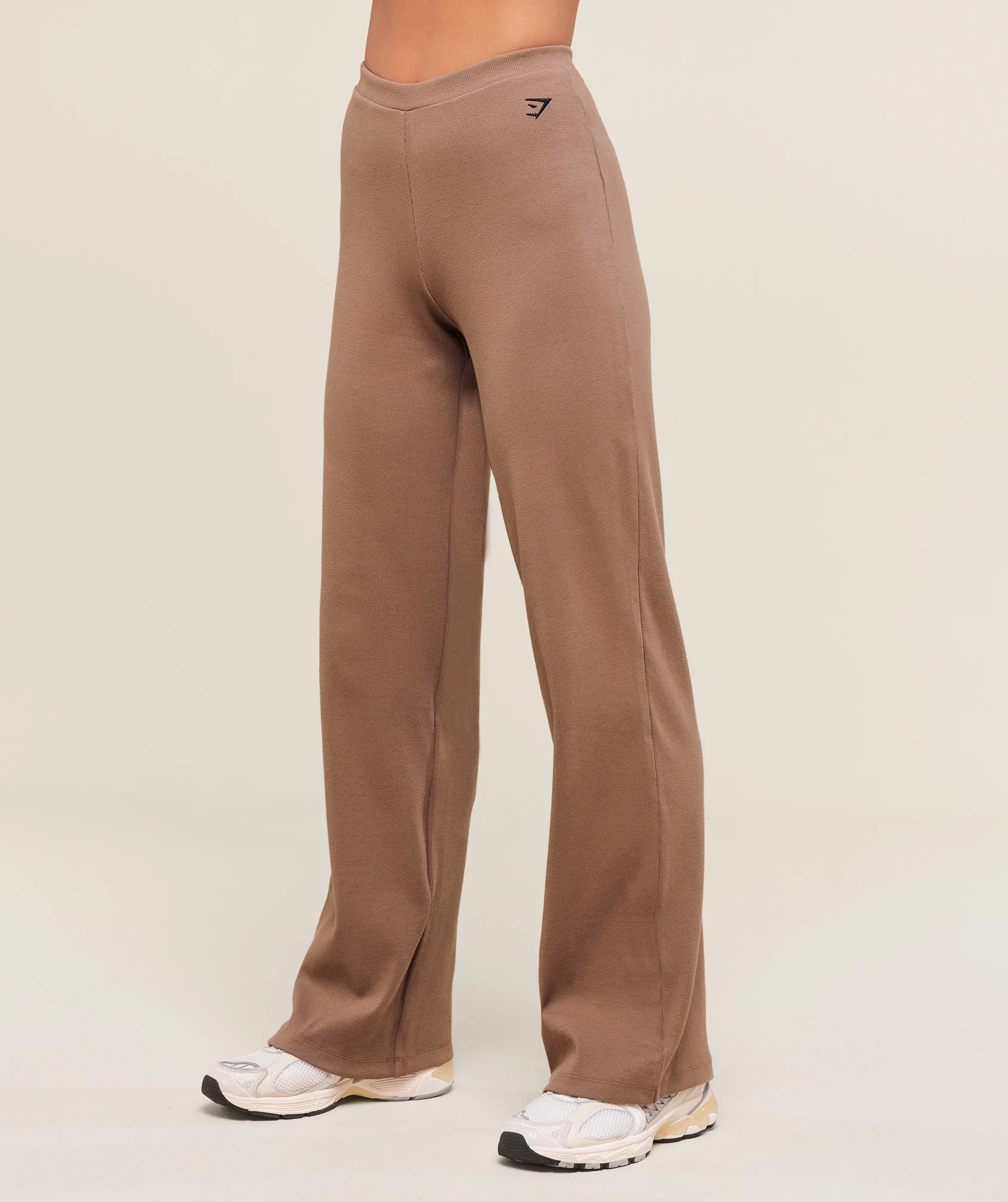 Ribbed Cotton Straight Leg Pants – Mocha Mauve/Black - Imagen 2