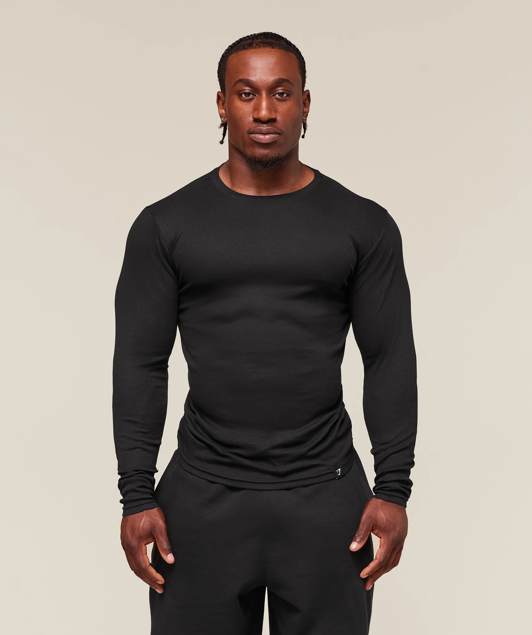 Ribbed Long Sleeve T-Shirt – Black