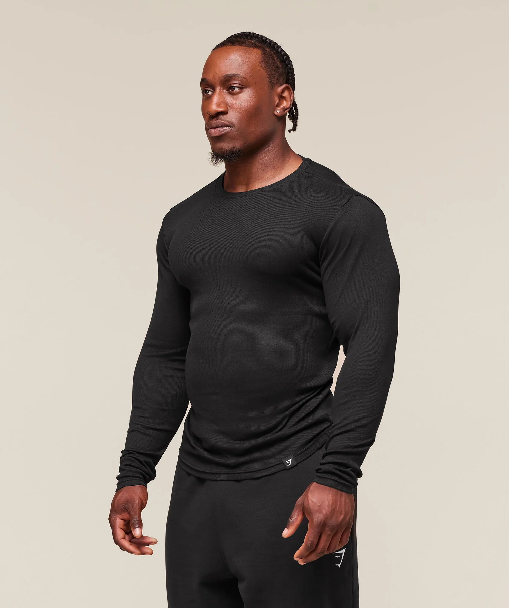 Ribbed Long Sleeve T-Shirt – Black - Imagen 2