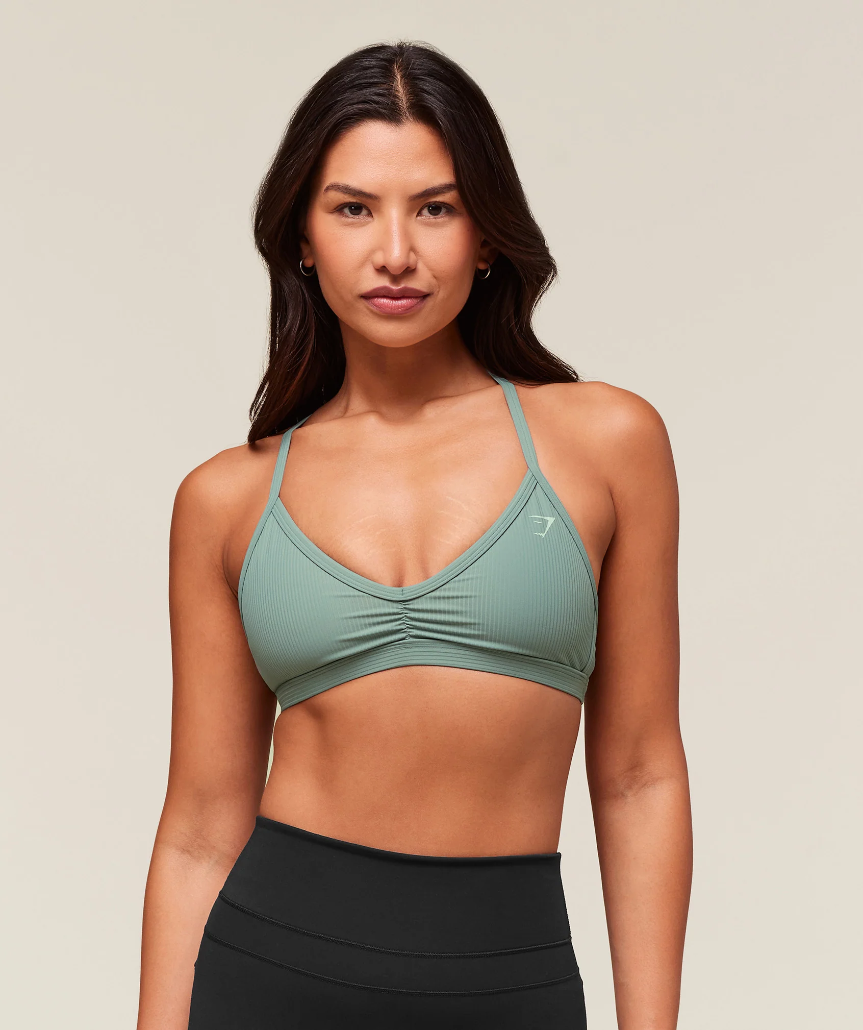Ribbed Minimal Sports Bra – Celeste Blue