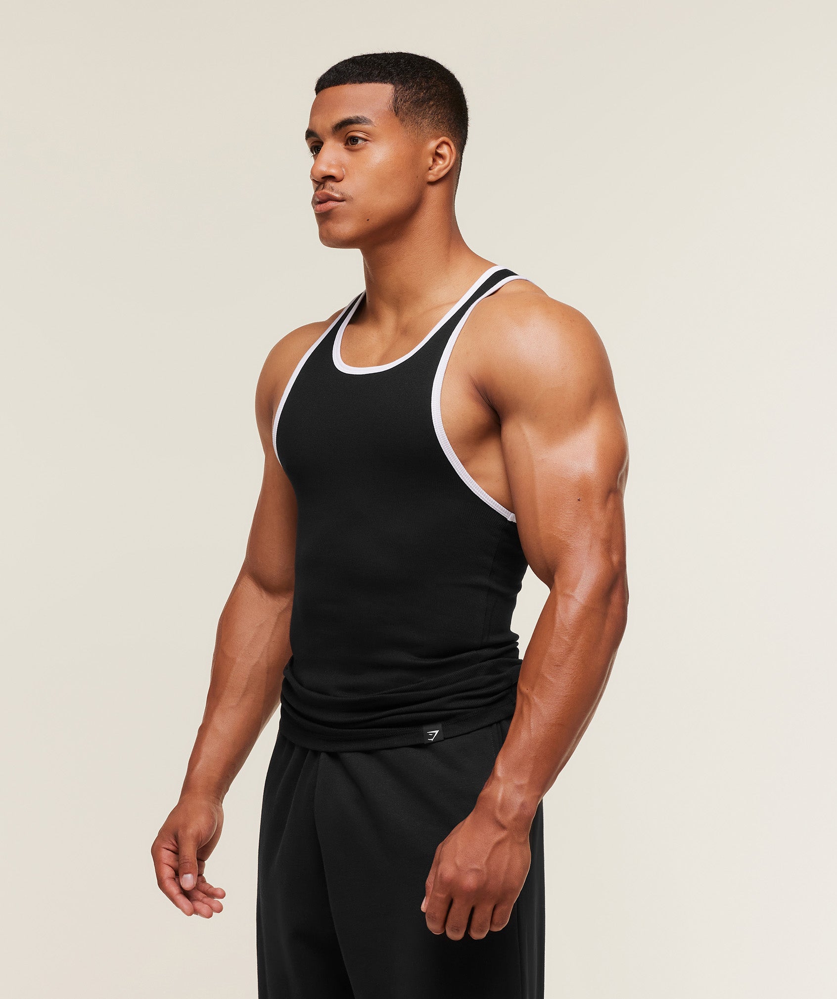 Ribbed Tank 1PK – Black/White