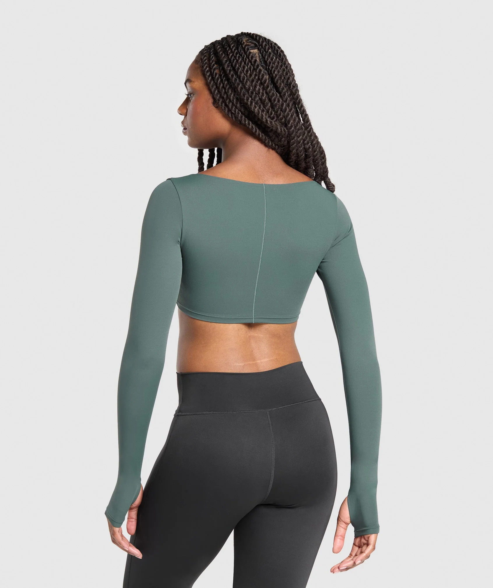 Ruched Long Sleeve Top  – Slate Teal