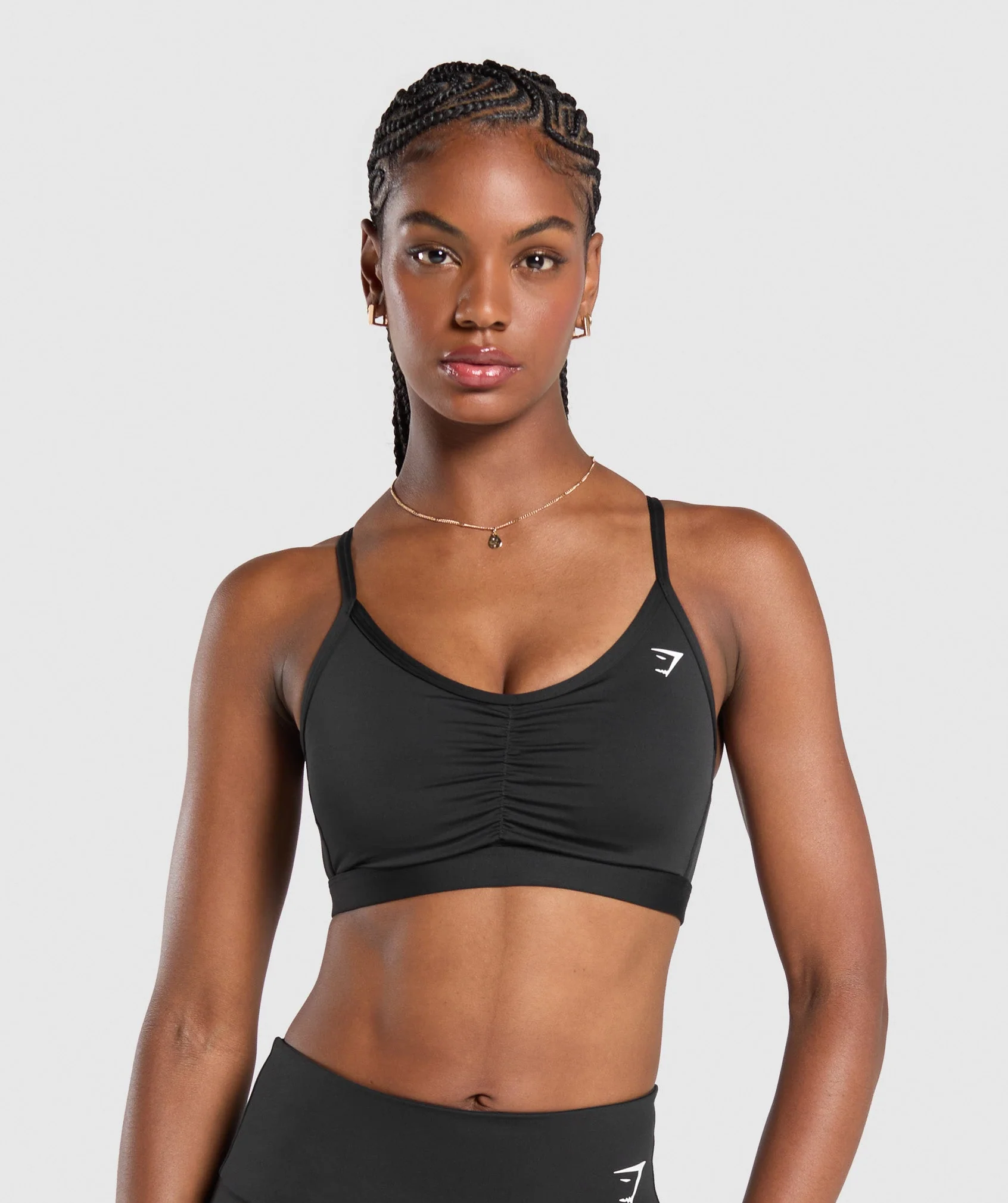 Ruched Sports Bra – Black