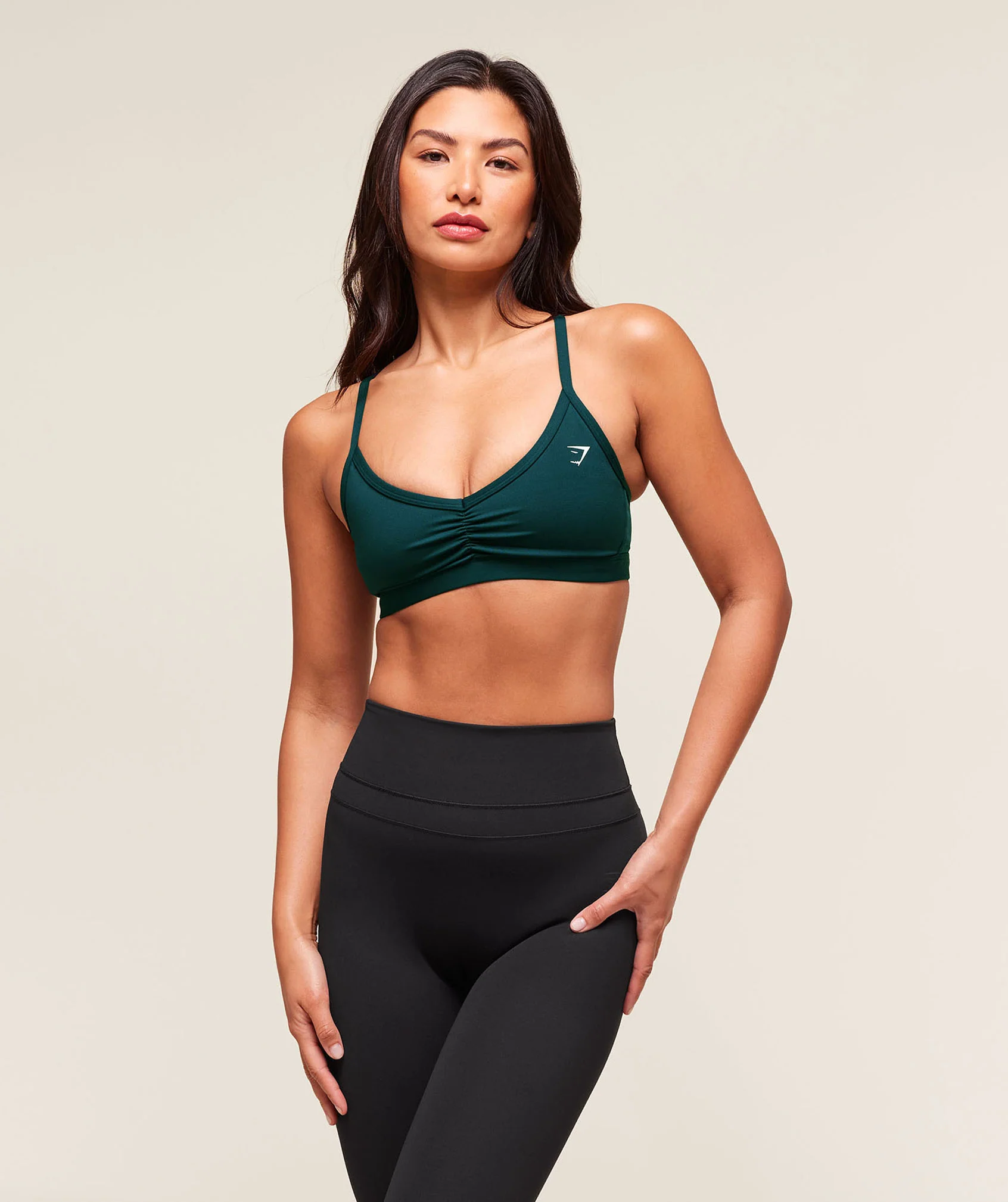 Ruched Strappy Sports Bra – Deep Petrol Blue